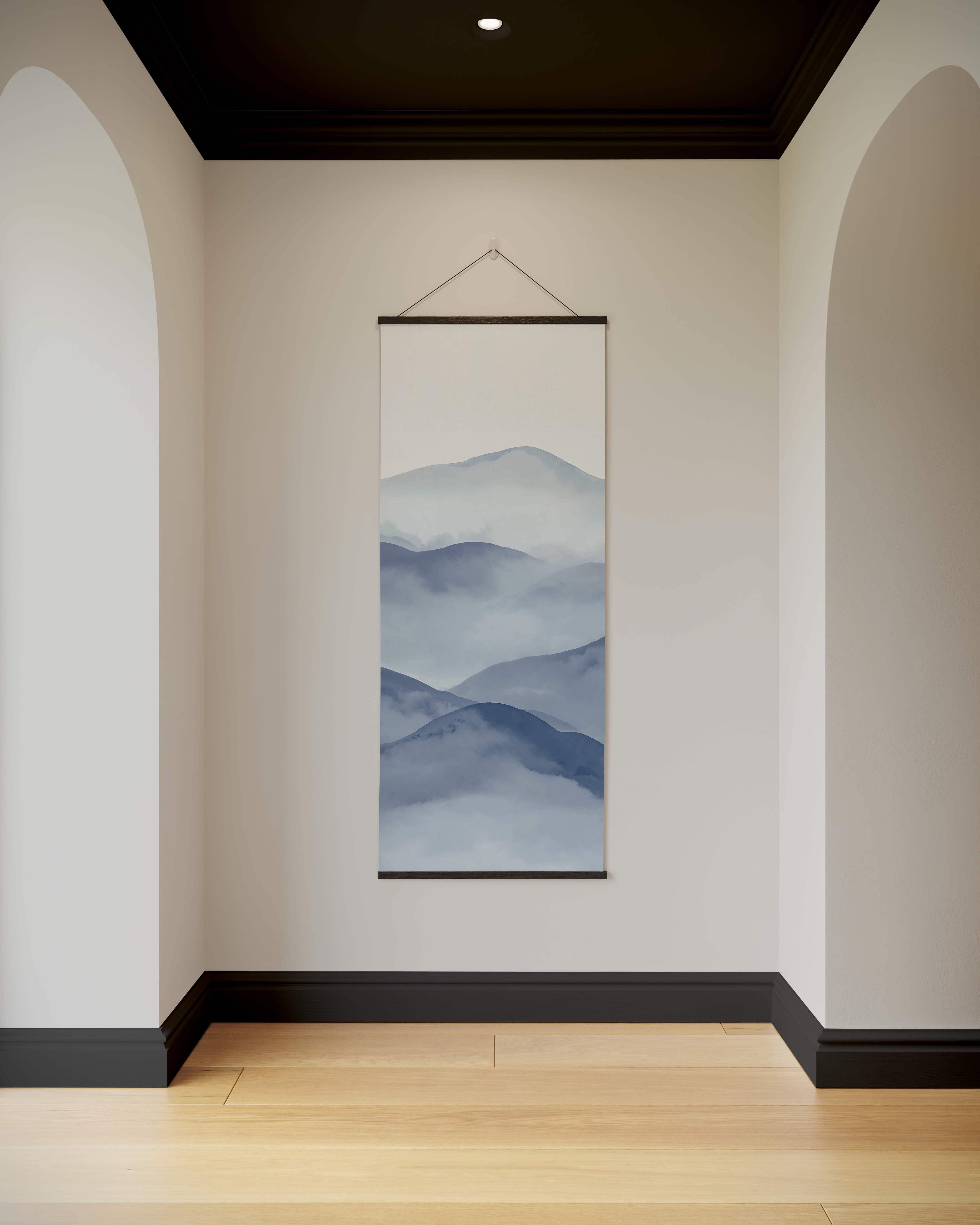 Tapestry Blue / Black / Single Painted Mountain Tapestry