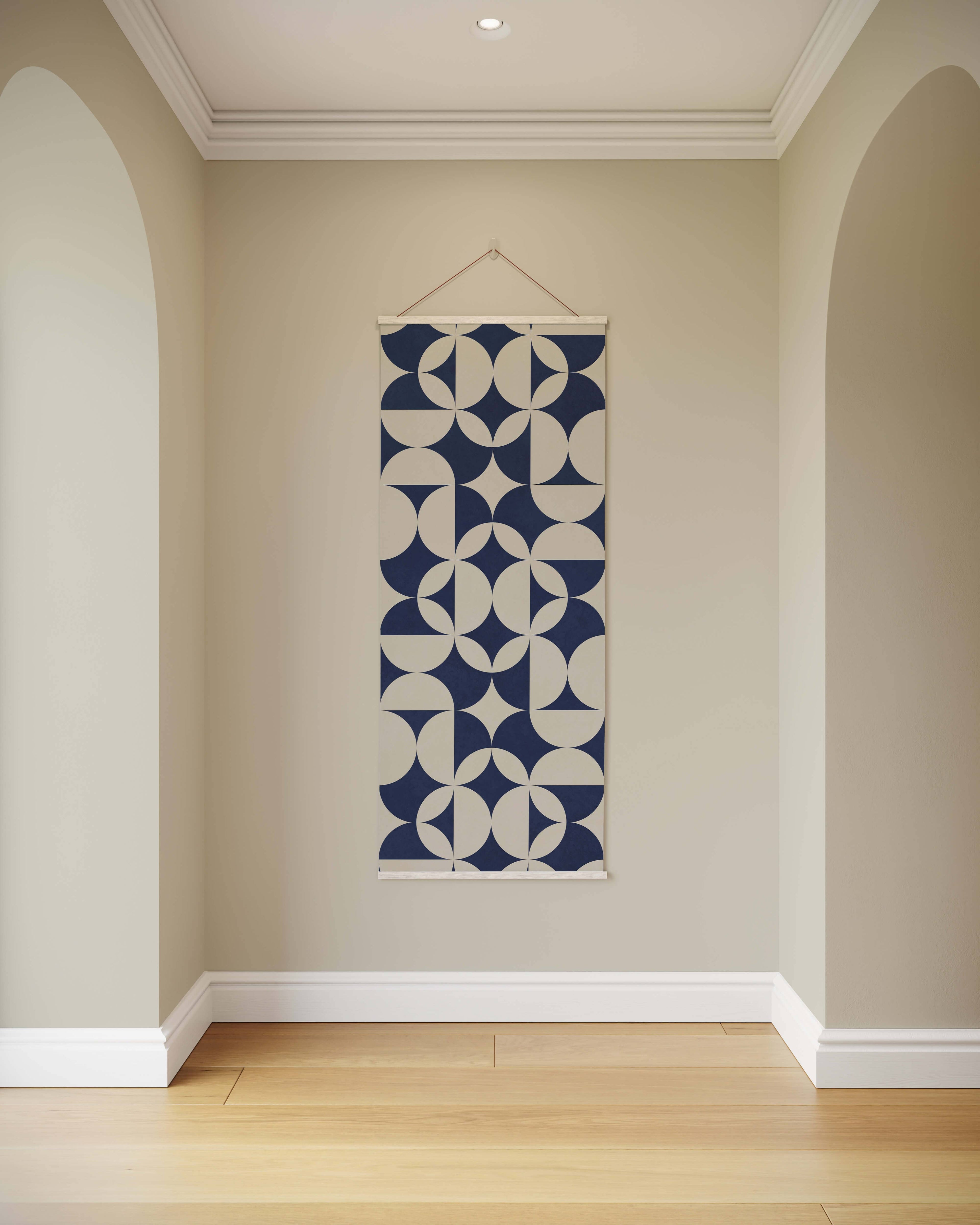 Tapestry Blue / Natural Abstract Circle Tapestry
