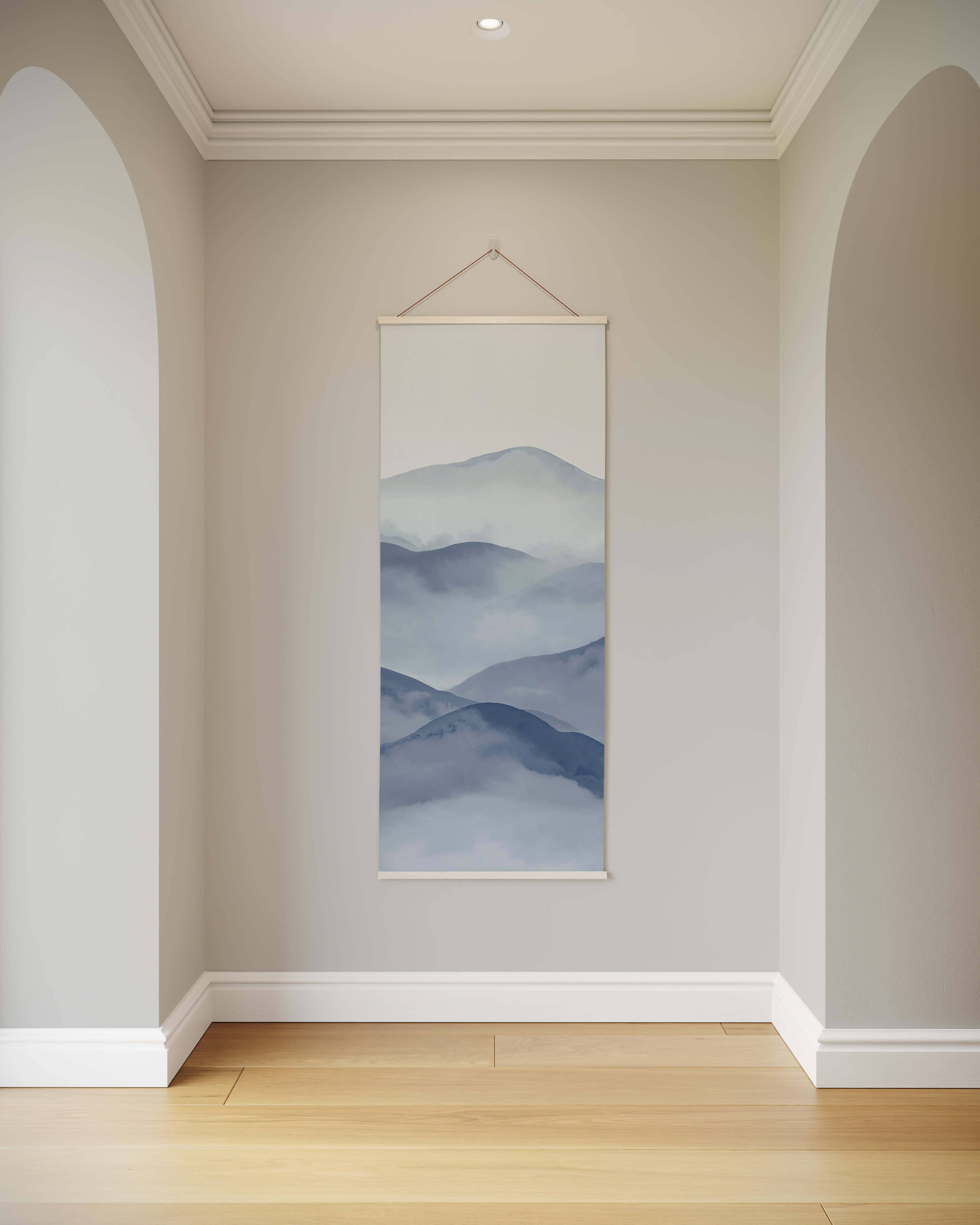 Tapestry Blue / Natural / Single Painted Mountain Tapestry