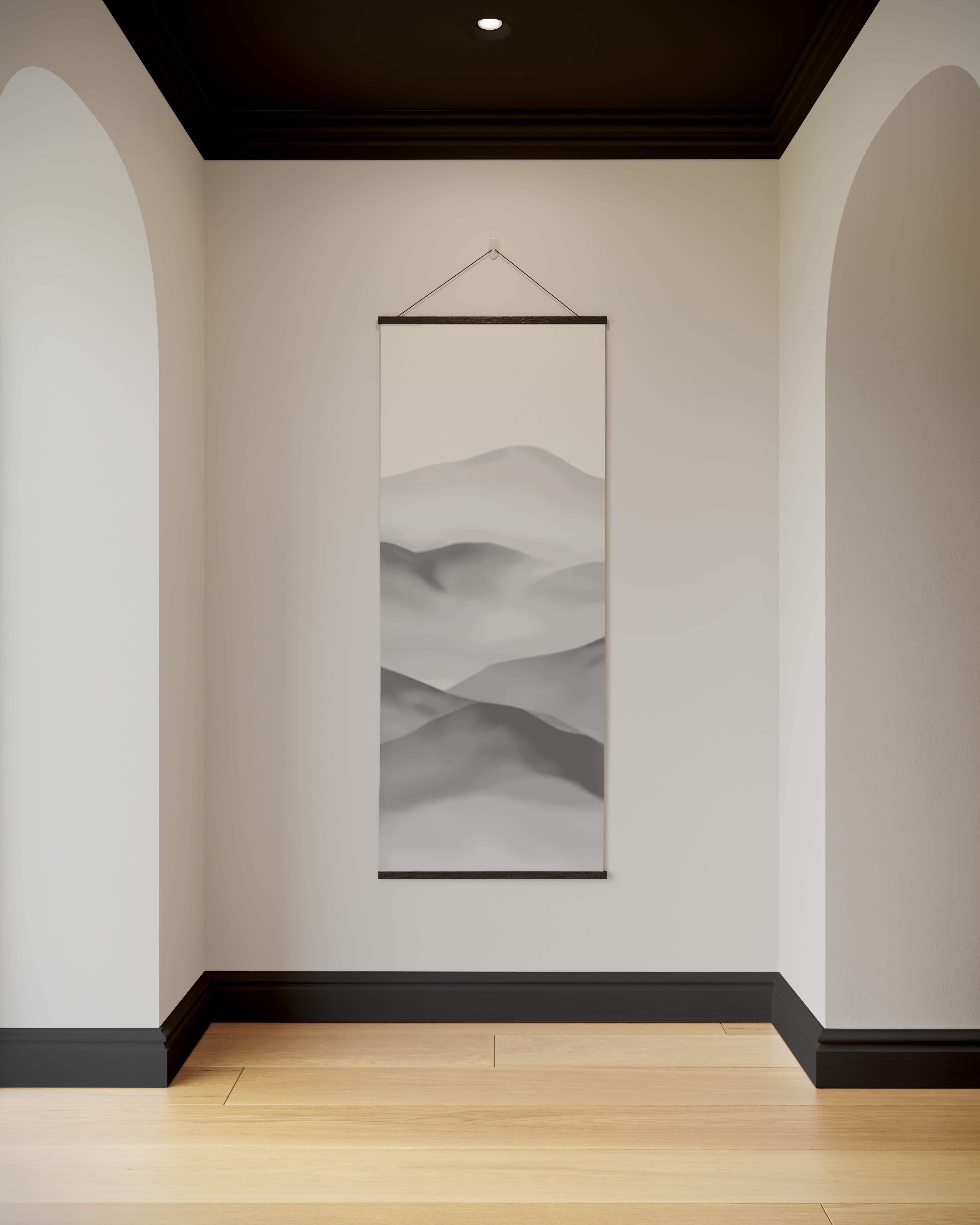 Tapestry Gray / Black / Single Painted Mountain Tapestry