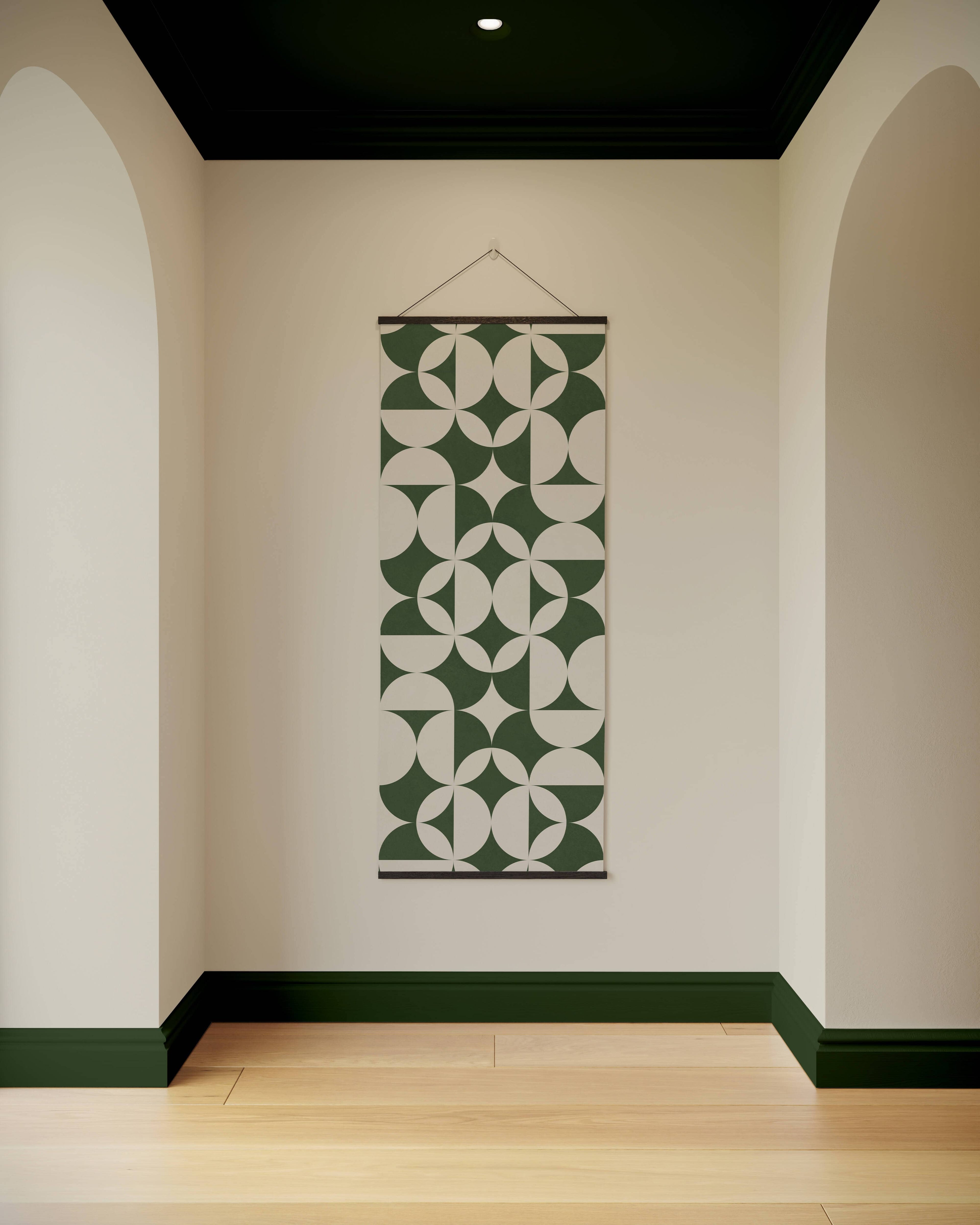 Tapestry Green / Black Abstract Circle Tapestry