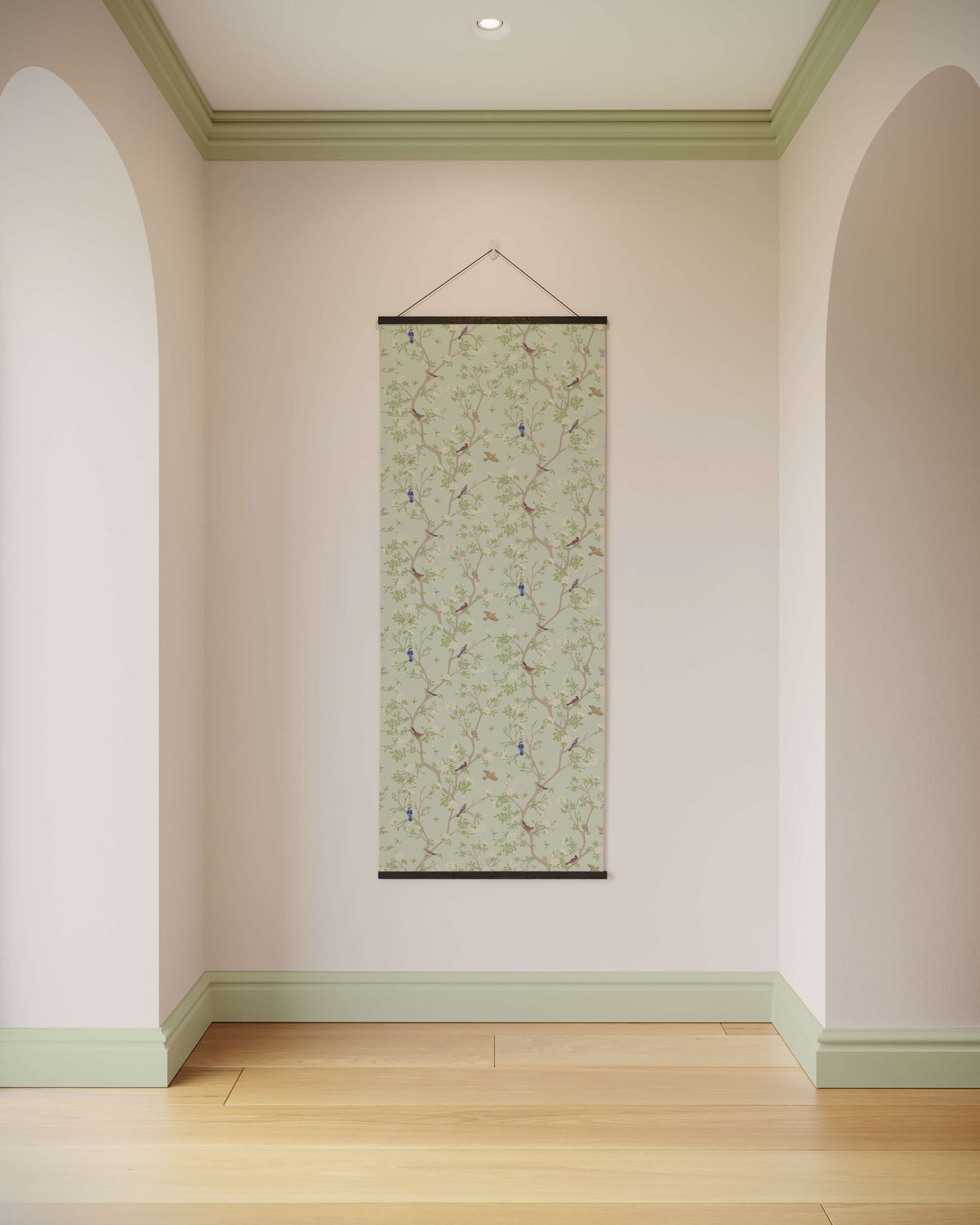 Tapestry Green / Black Asian Bird Tapestry