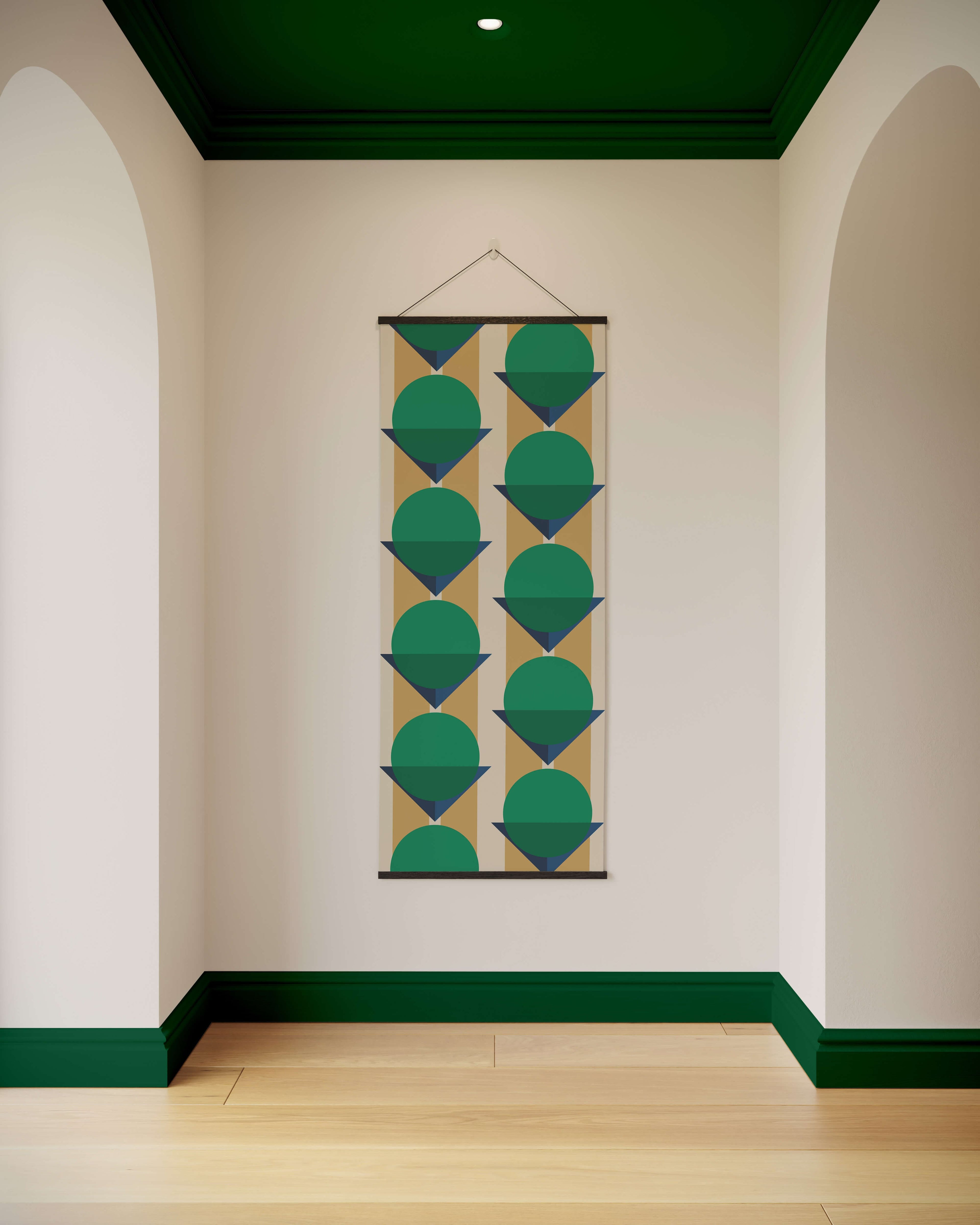 Tapestry Green / Black Bauhaus Geometric Tapestry