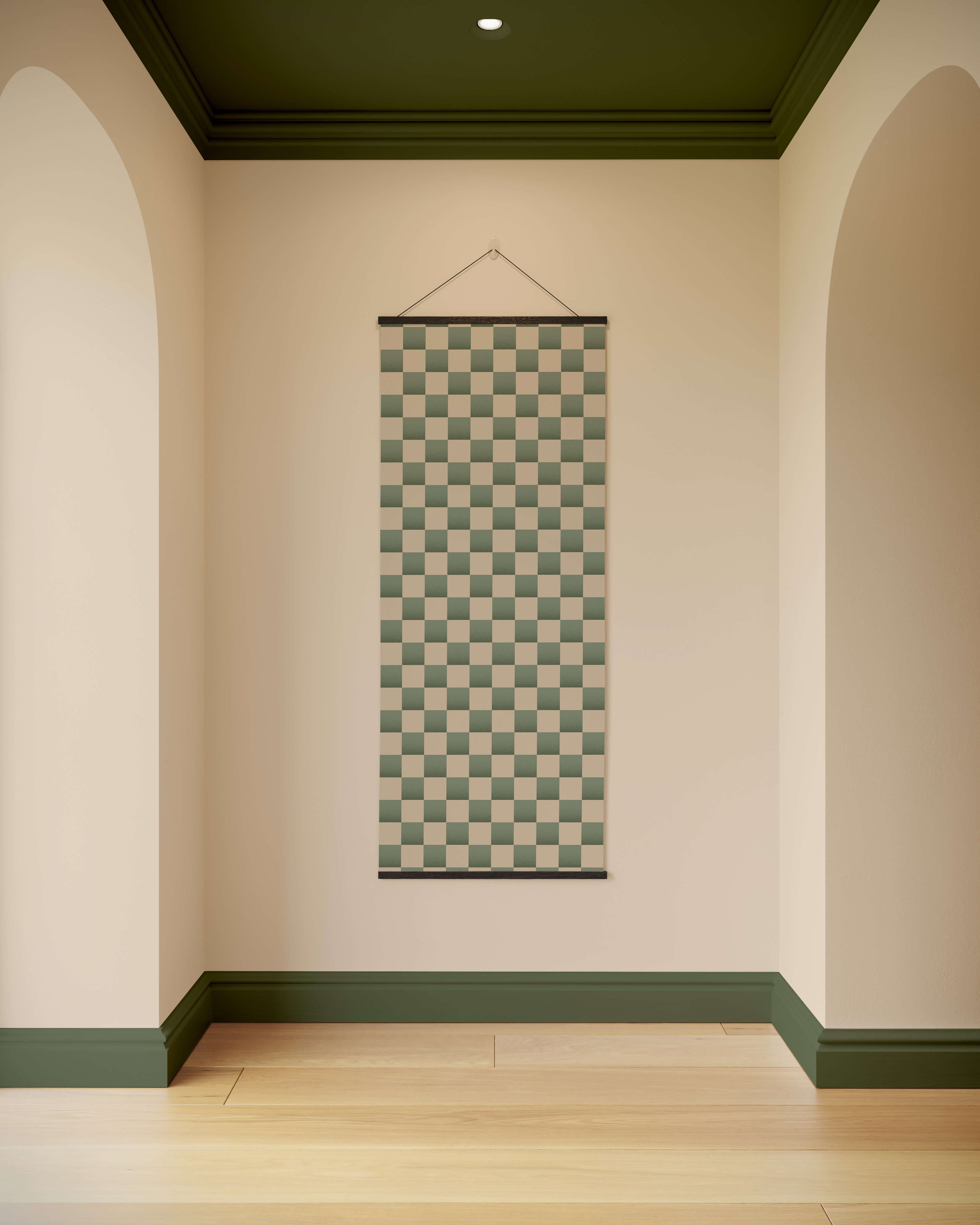 Tapestry Green / Black Chequerboard Pattern Tapestry