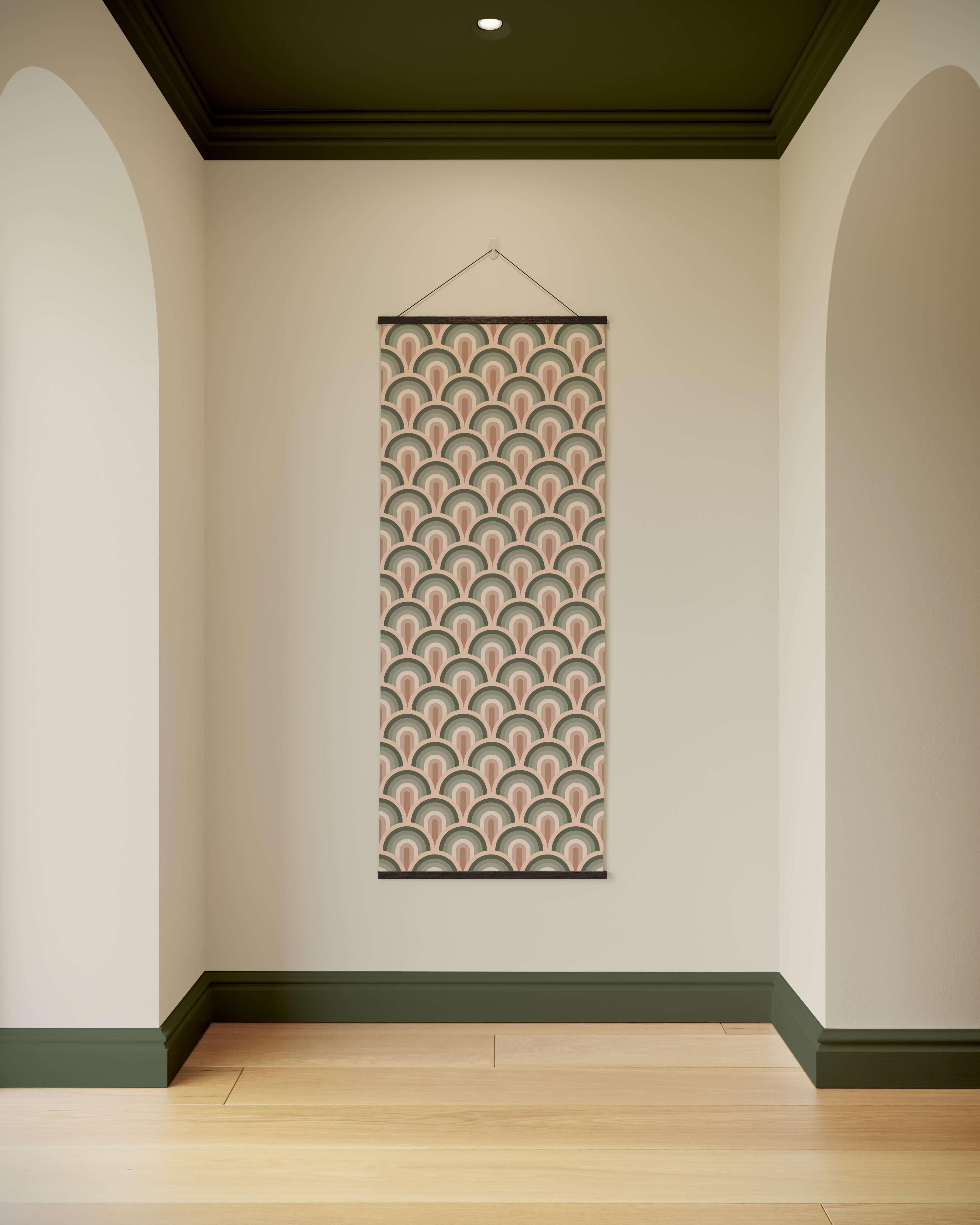 Tapestry Green / Black Retro Rainbow Tapestry