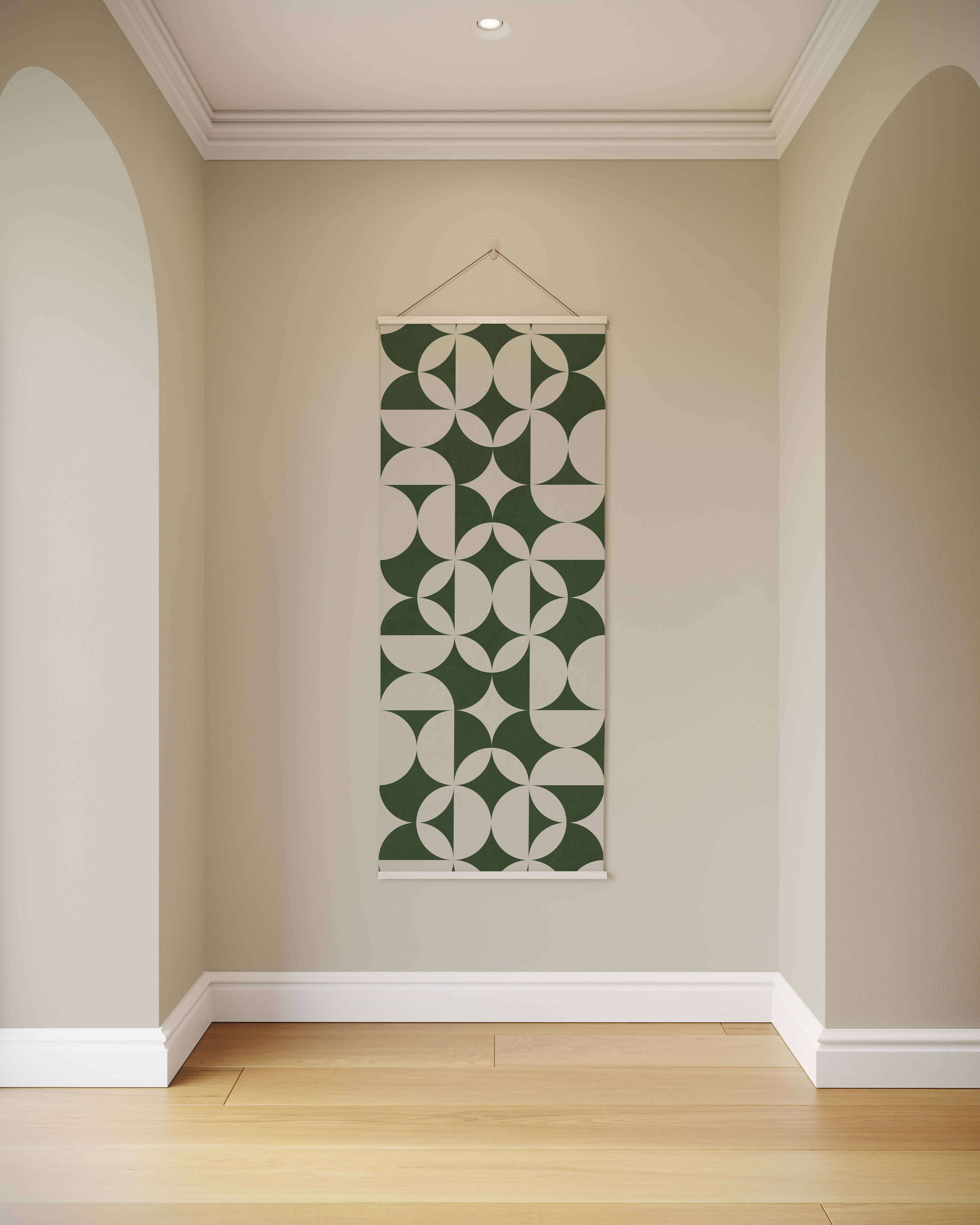 Tapestry Green / Natural Abstract Circle Tapestry
