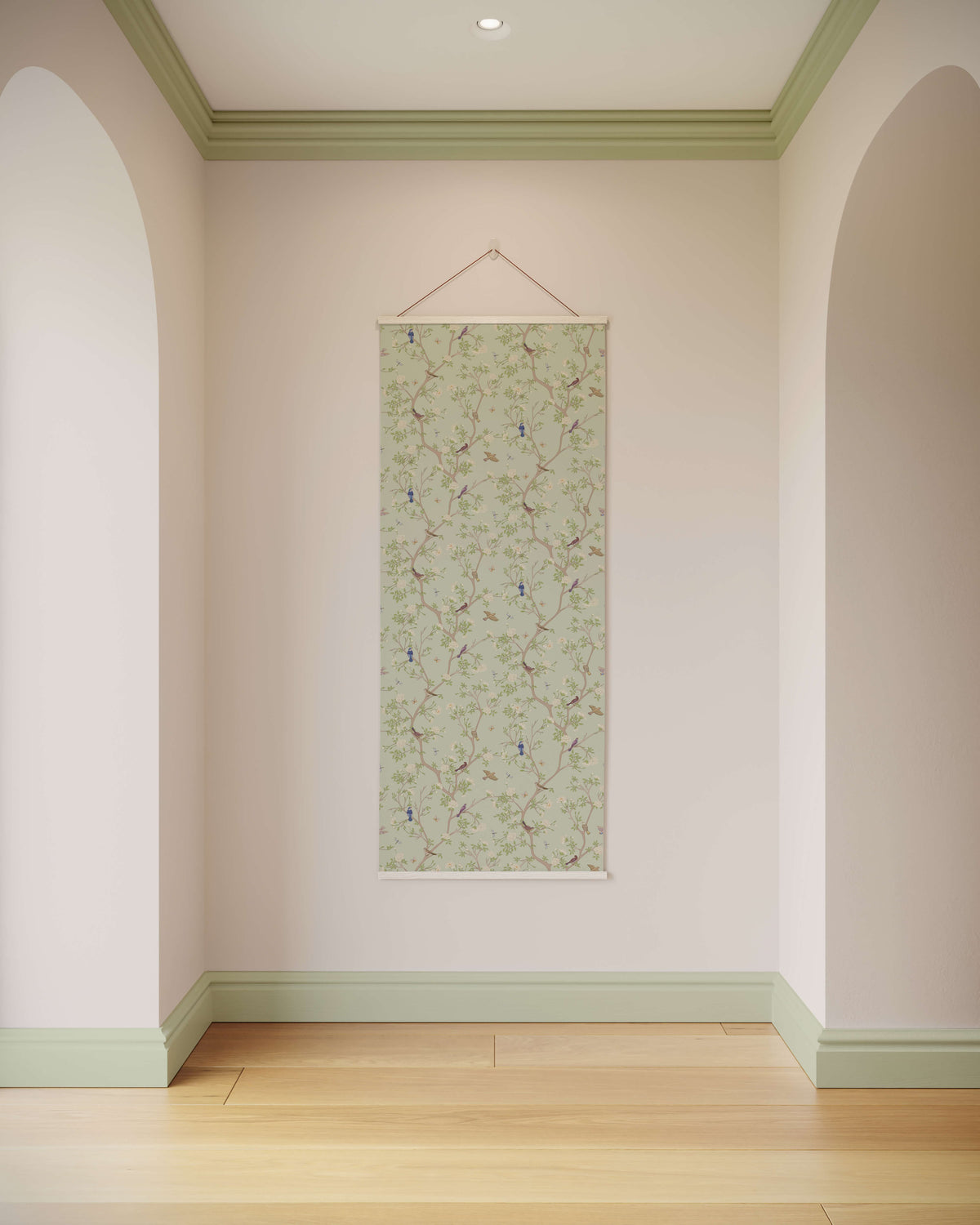 Tapestry Green / Natural Asian Bird Tapestry