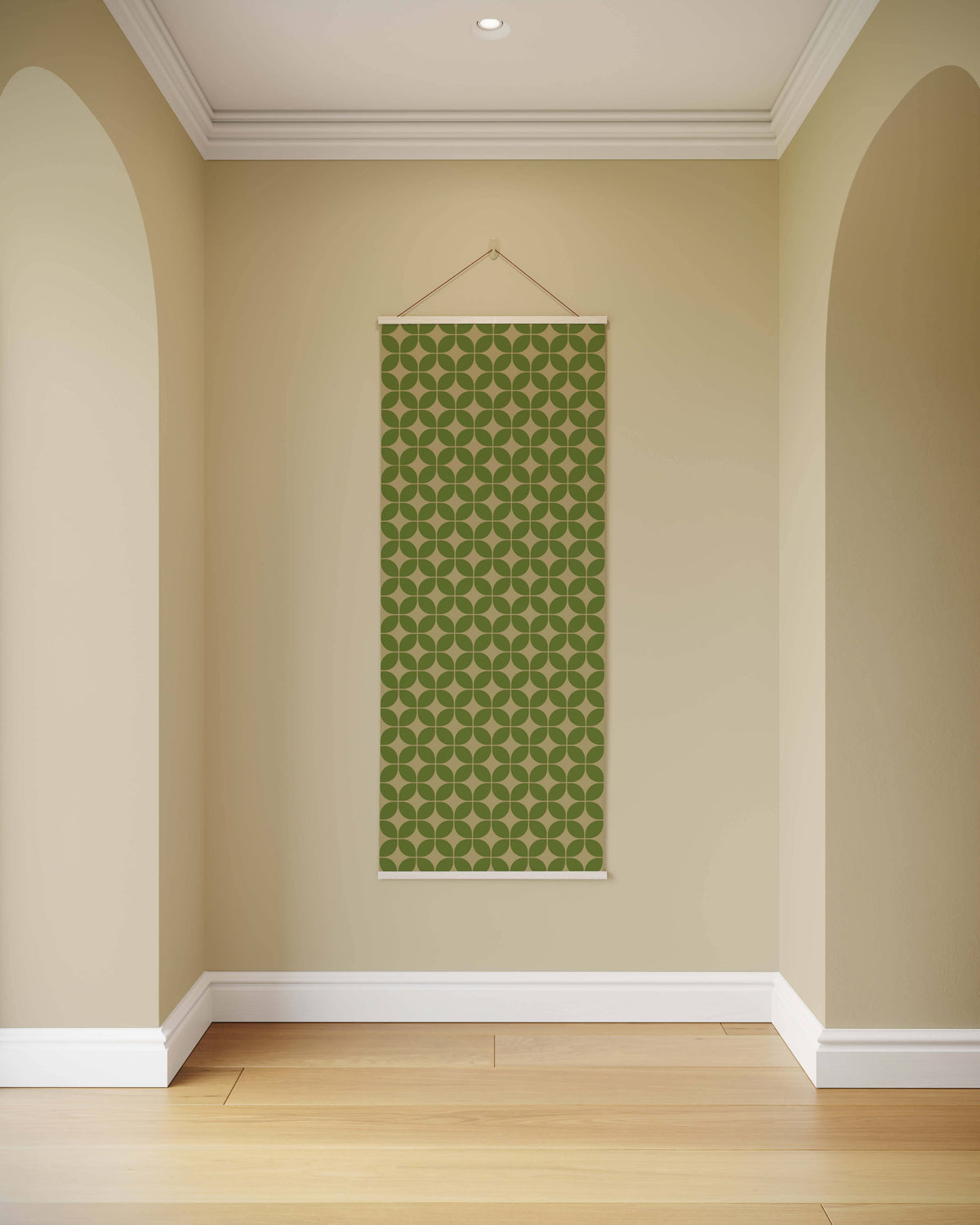 Tapestry Green / Natural Retro Diamond Pattern Tapestry