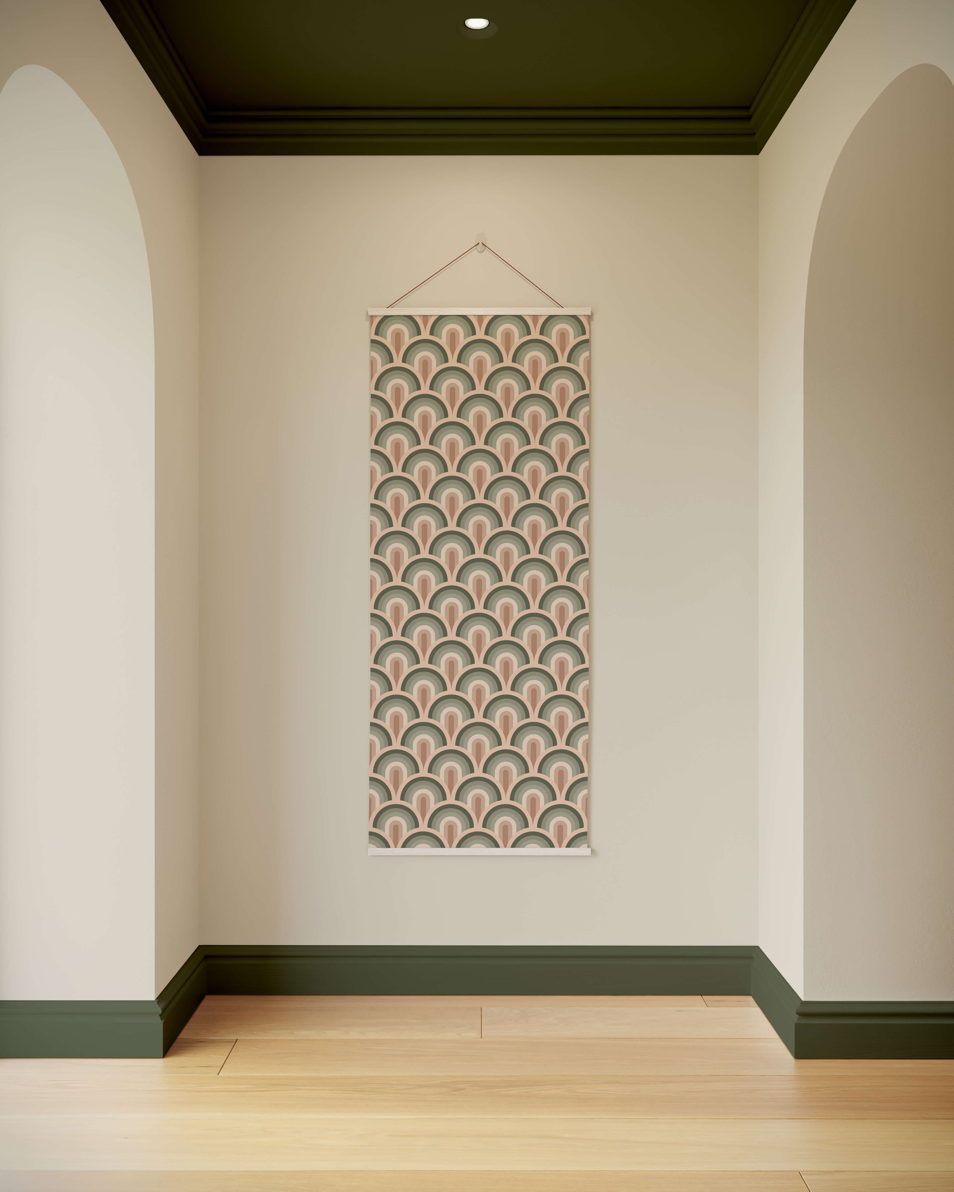 Tapestry Green / Natural Retro Rainbow Tapestry