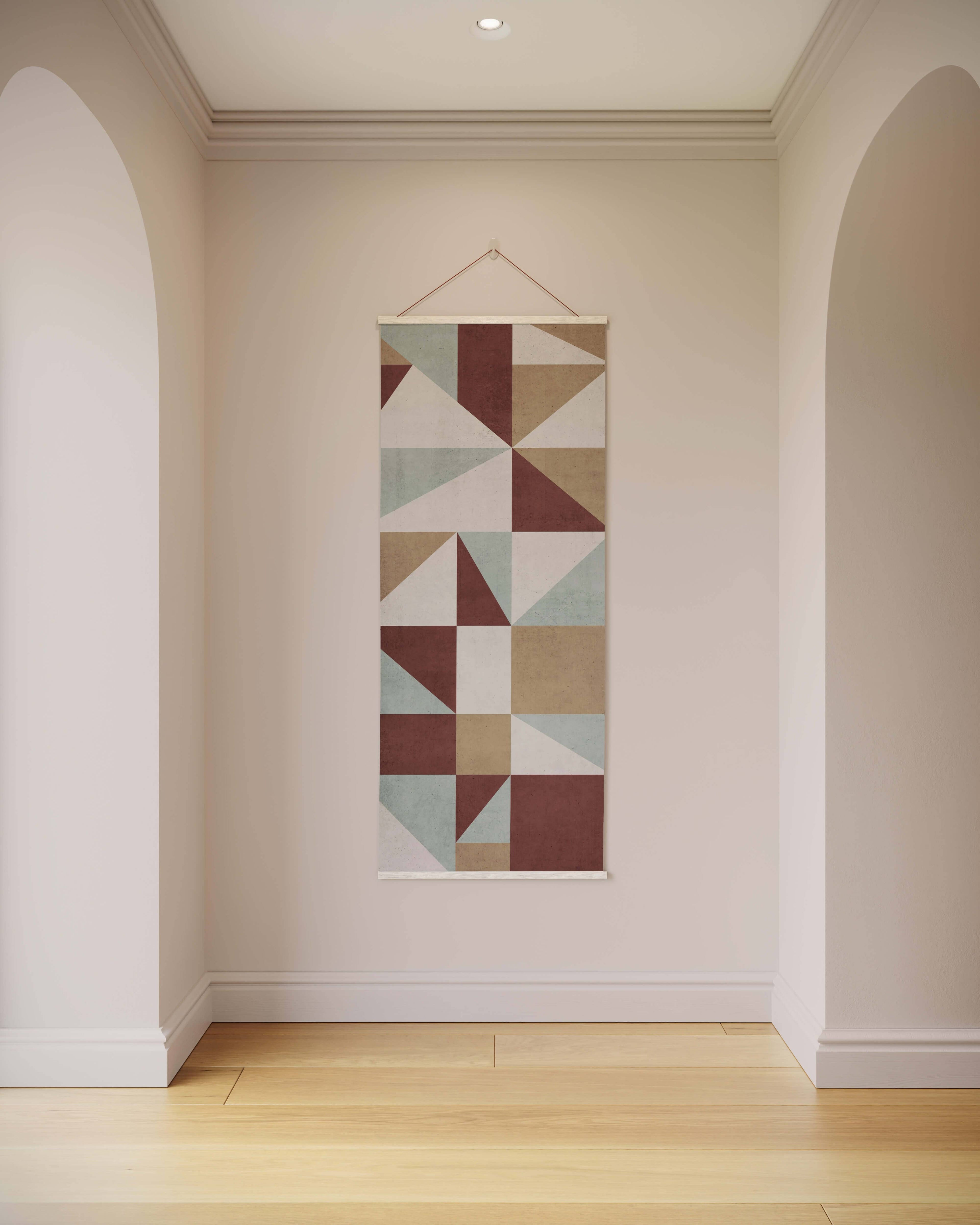 Tapestry Natural Geometric Triangle & Square Tapestry