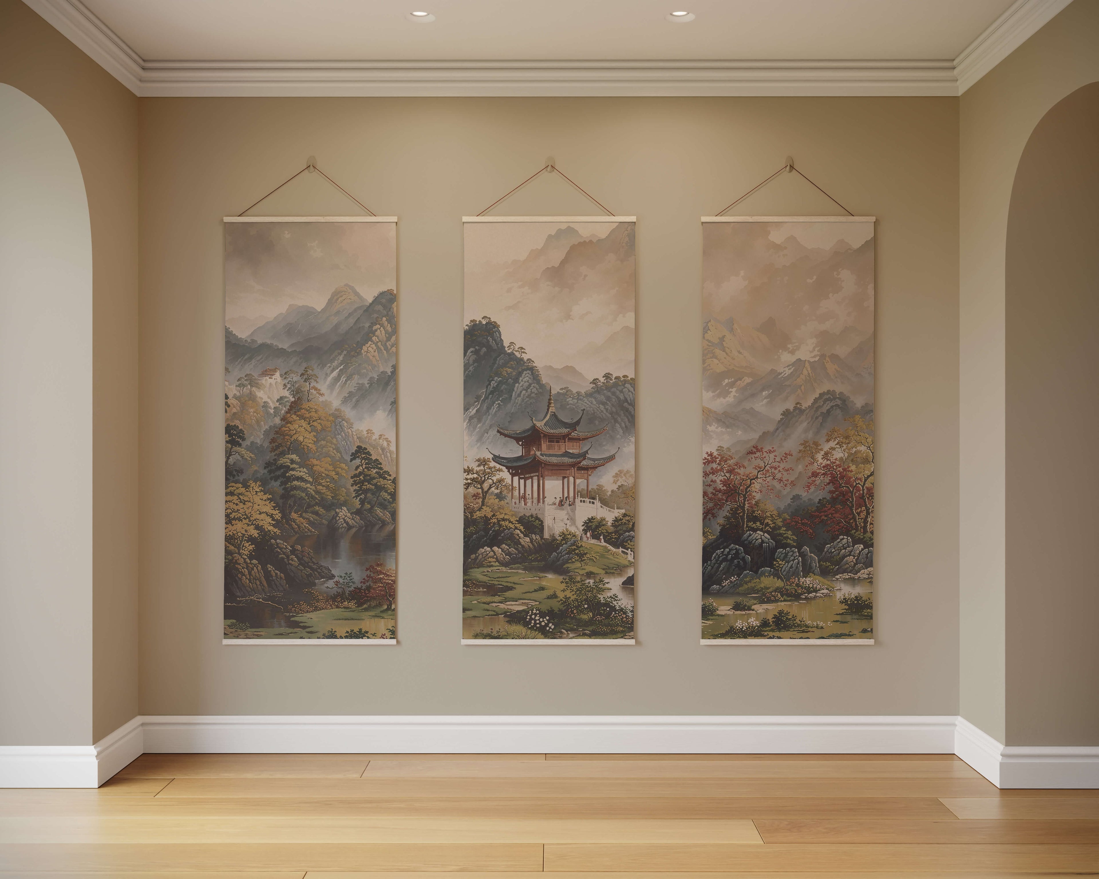 Tapestry Natural / Set of 3 Japanese Garden Tapestry