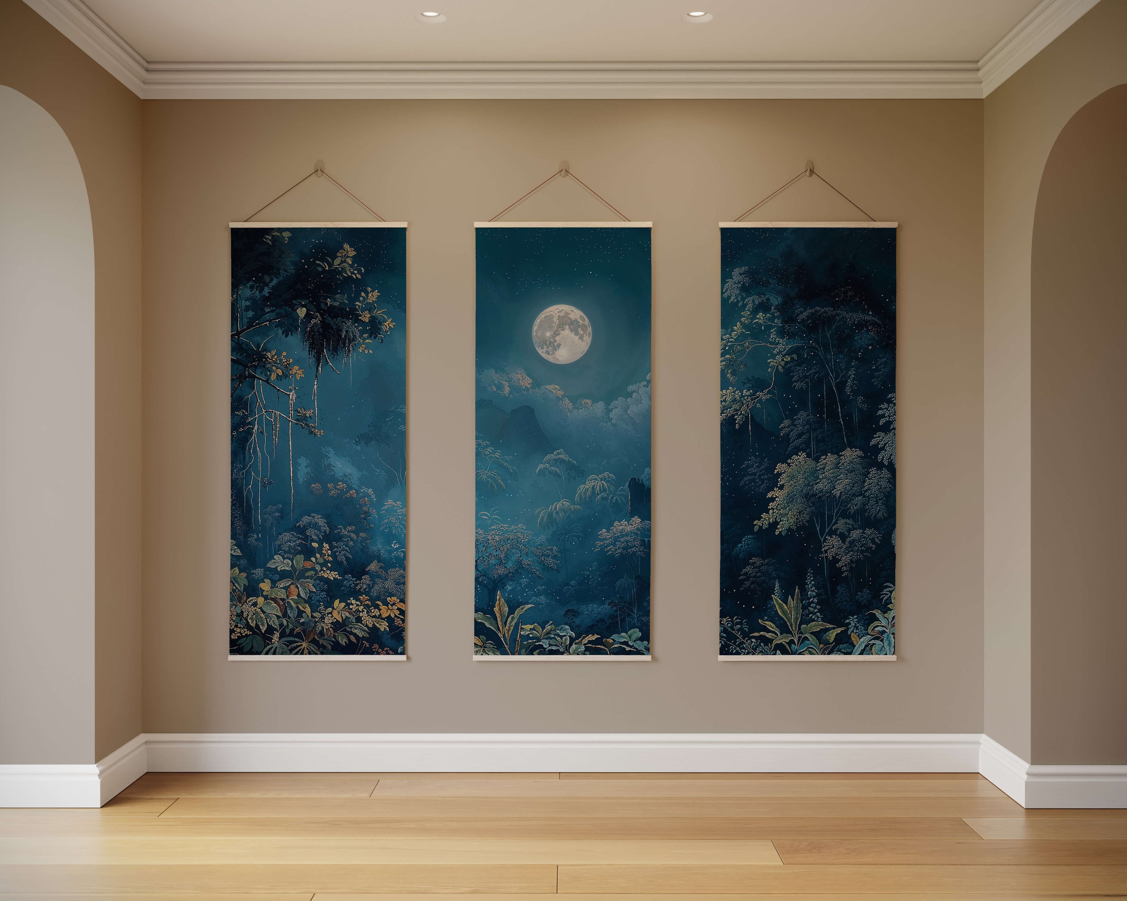Tapestry Natural / Set of 3 Moonlit Forest Tapestry