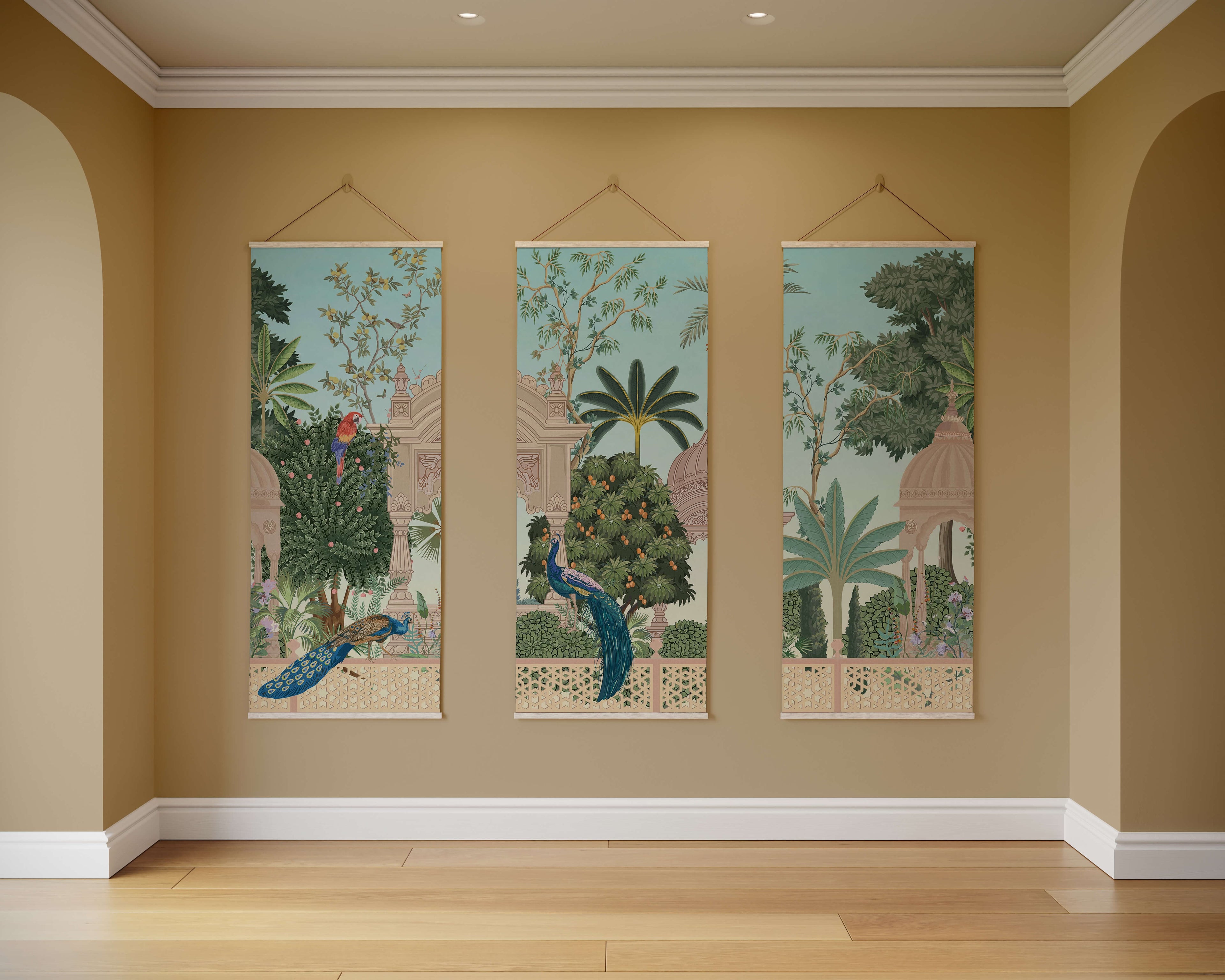 Tapestry Natural / Set of 3 Mughal Garden Tapestry