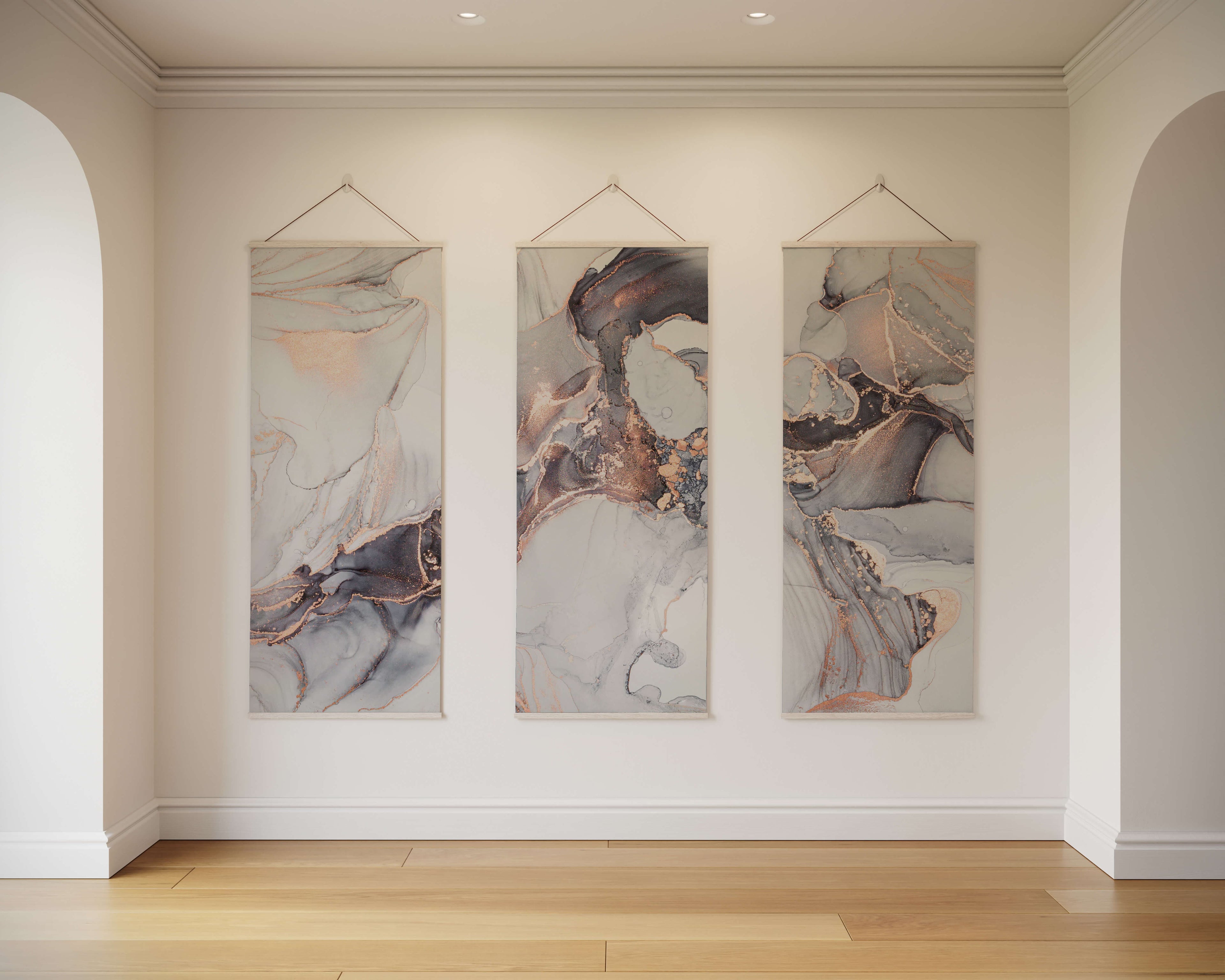Tapestry Natural / Set of 3 Rose Gold Marble Watercolour Tapestry