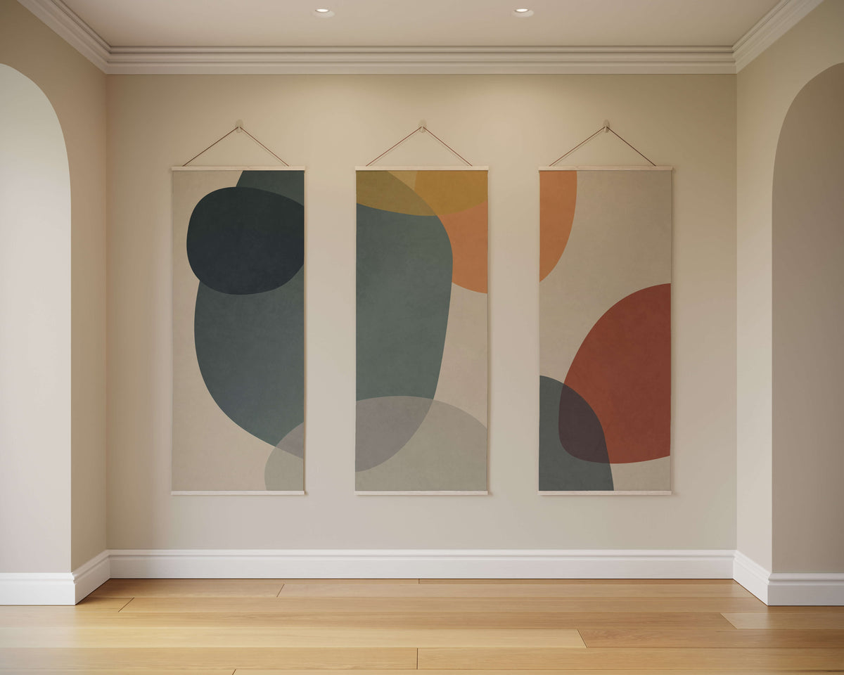 Tapestry Natural / Set of 3 Soft Abstract Shapes Tapestry