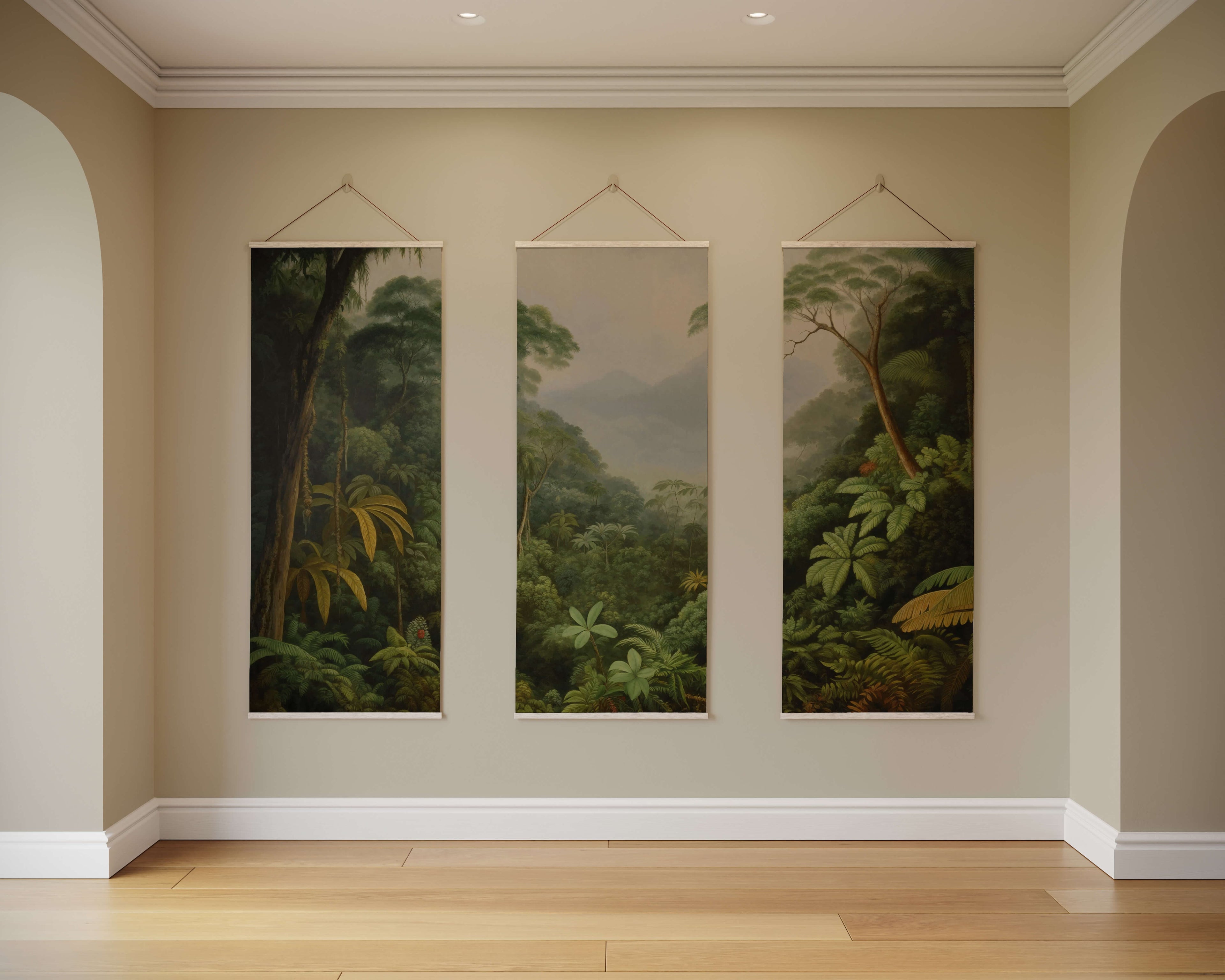 Tapestry Natural / Set of 3 Tropical Rainforest Tapestry