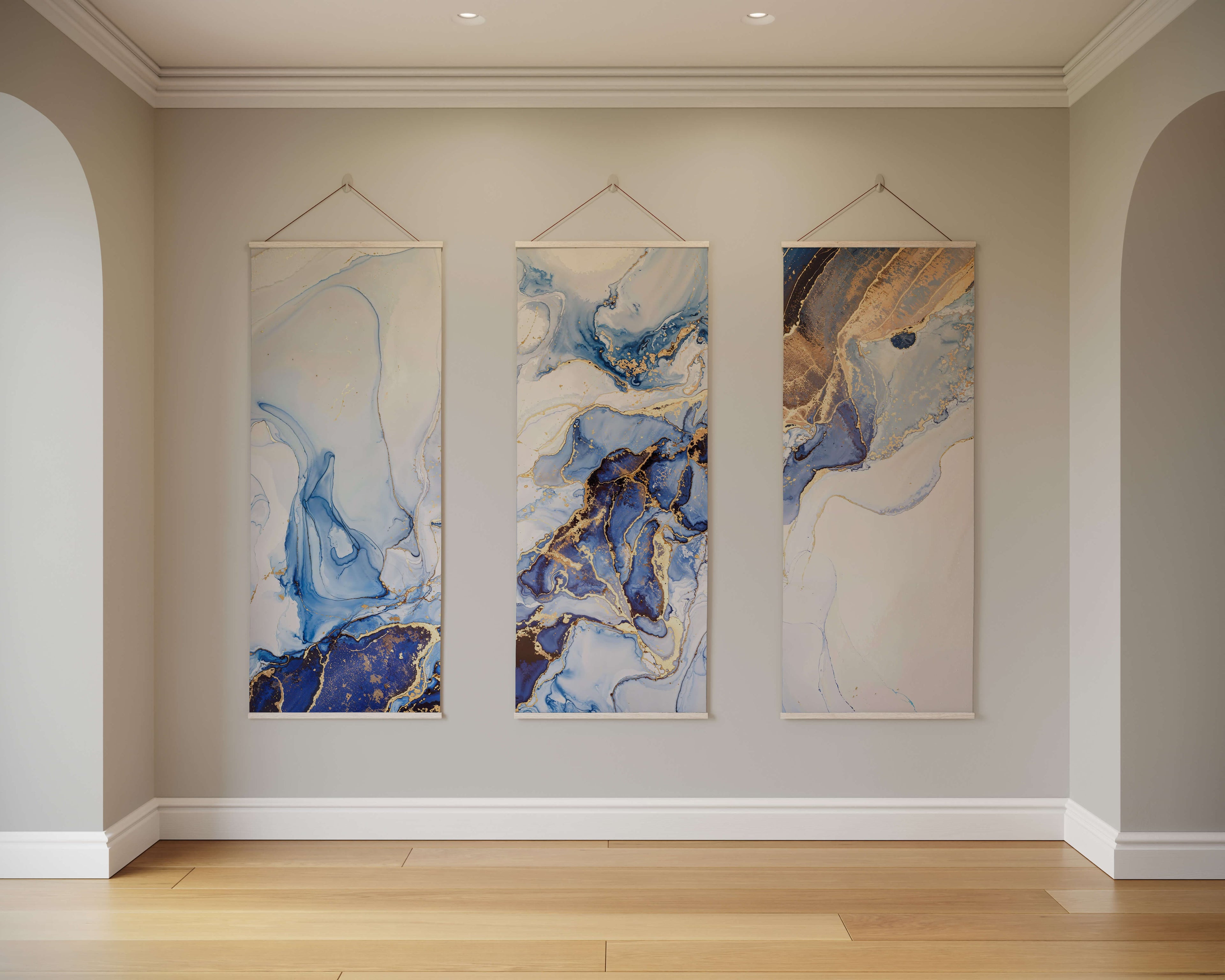 Tapestry Natural / Set of 3 Watercolour & Gold Marble Tapestry