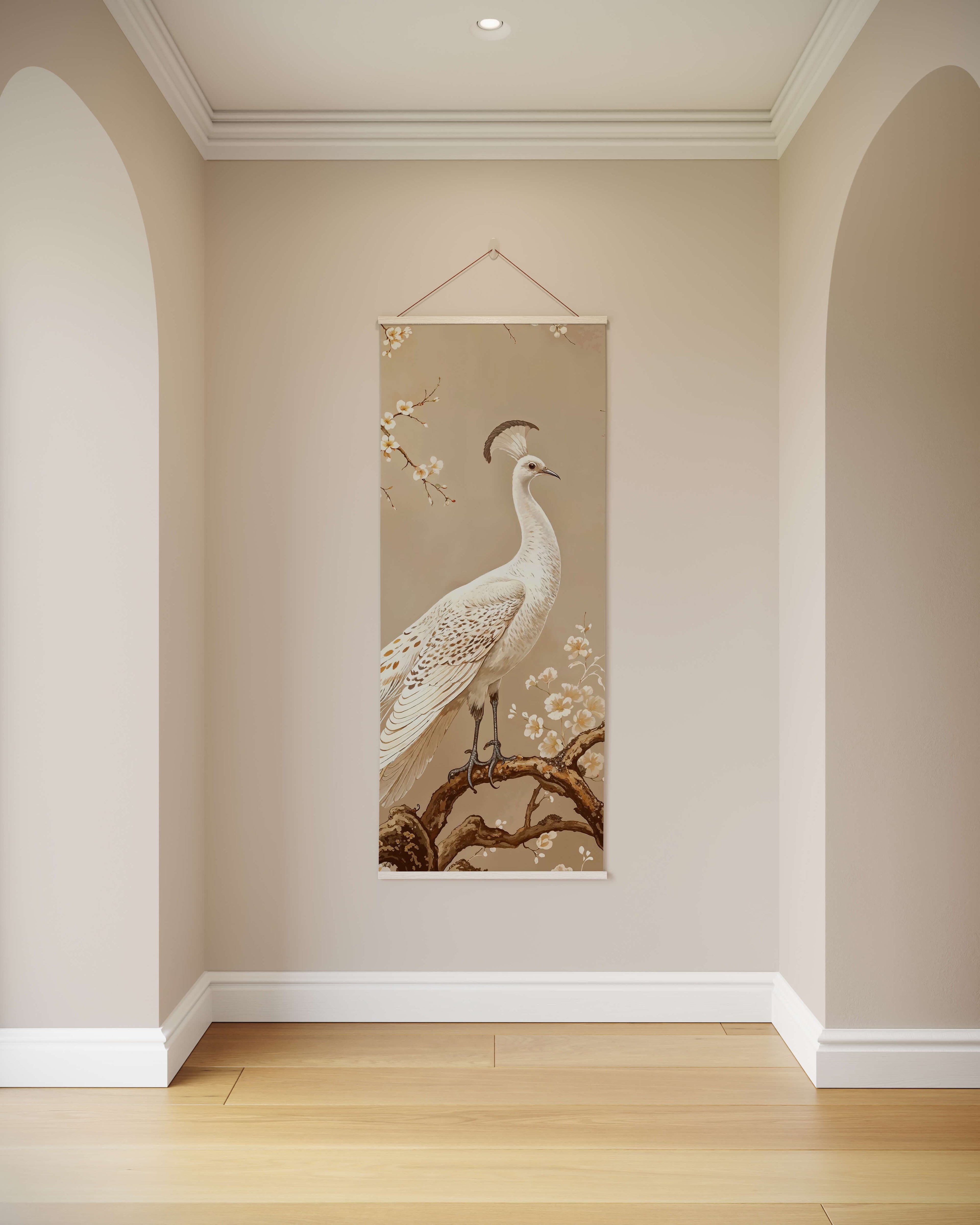 Tapestry Natural / Single Peacock Chinoiserie Tapestry