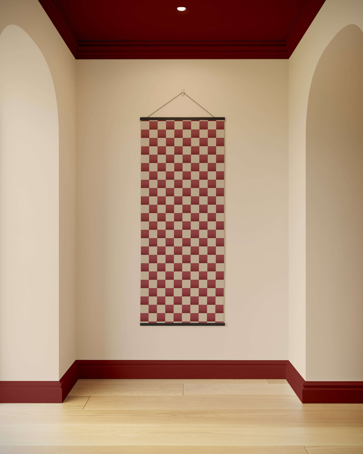 Tapestry Red / Black Chequerboard Pattern Tapestry