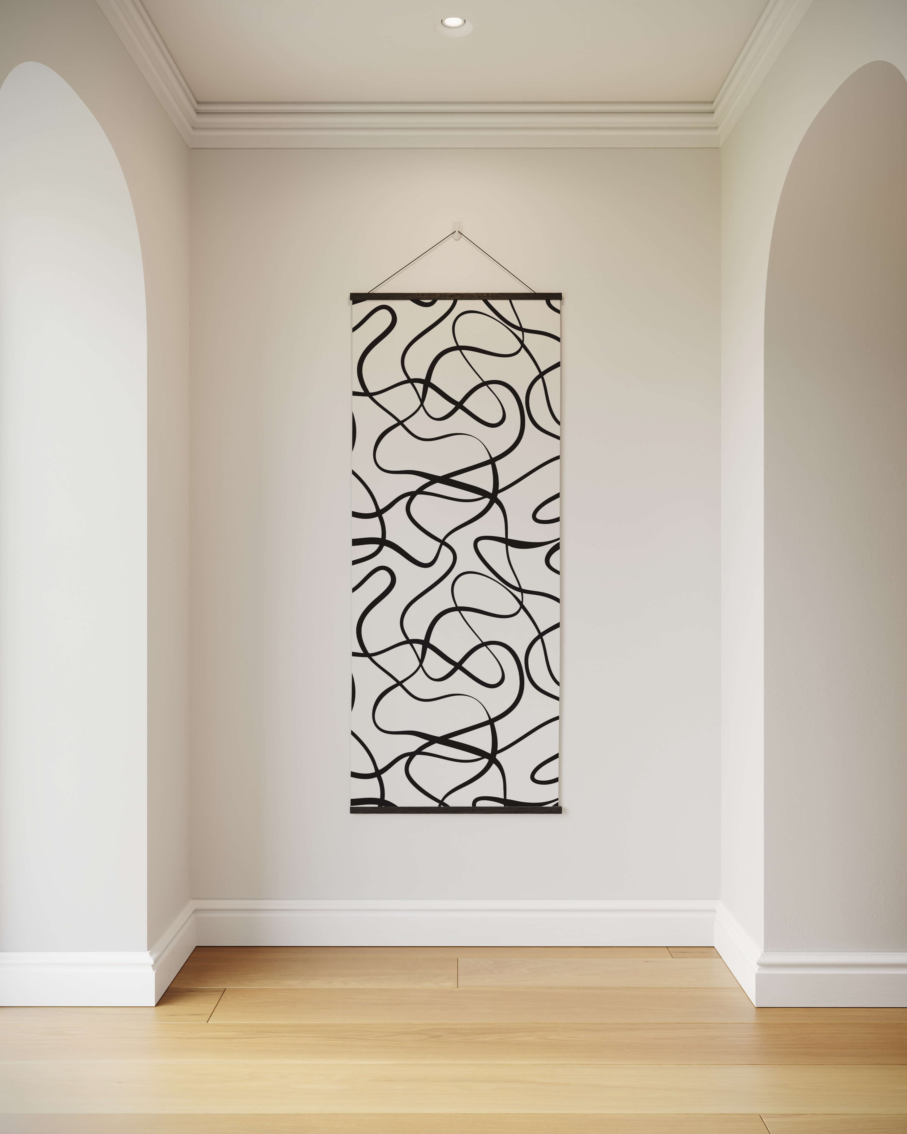 Tapestry White / Black Large Abstract Wavy Line Tapestry