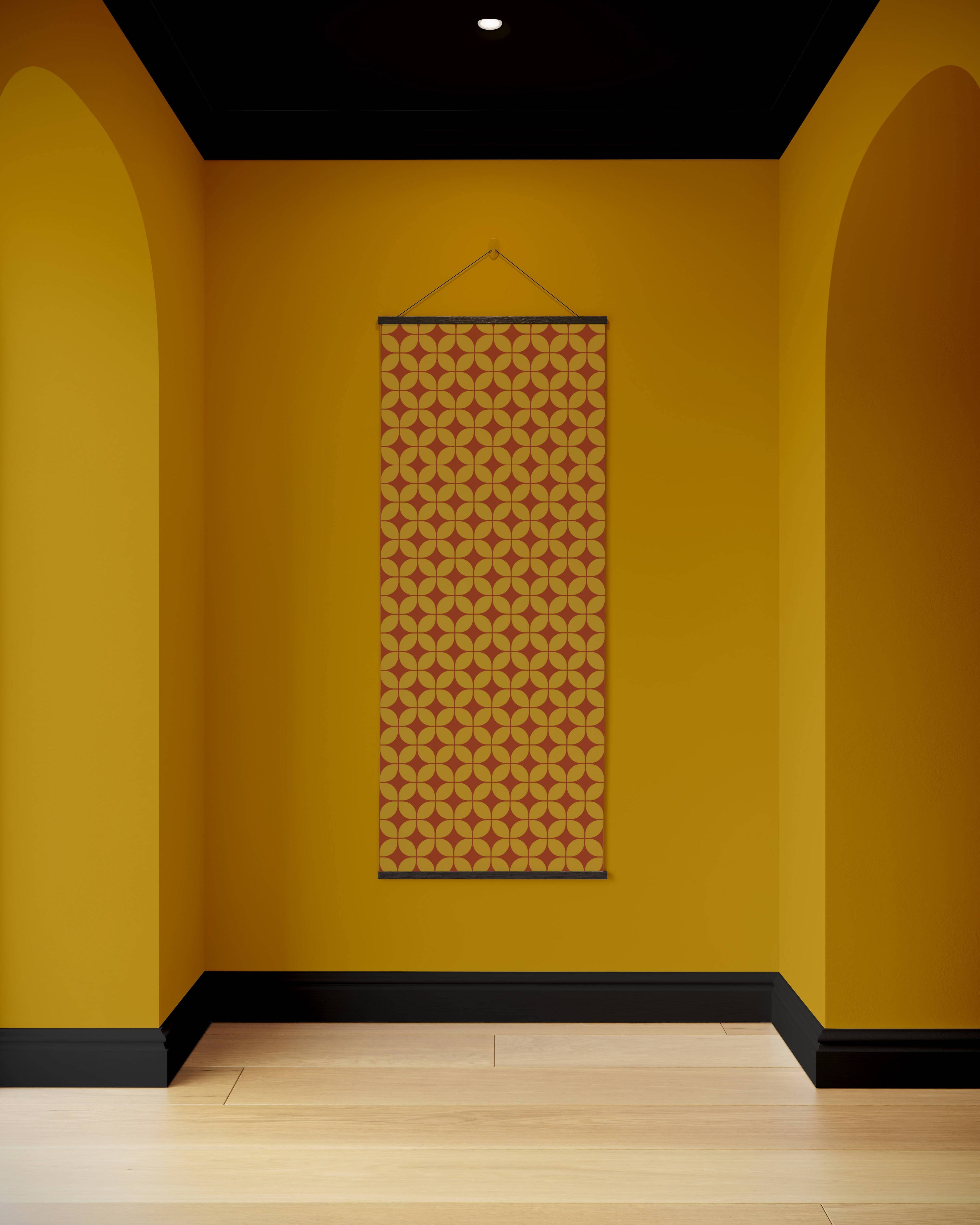 Tapestry Yellow / Black Retro Diamond Pattern Tapestry