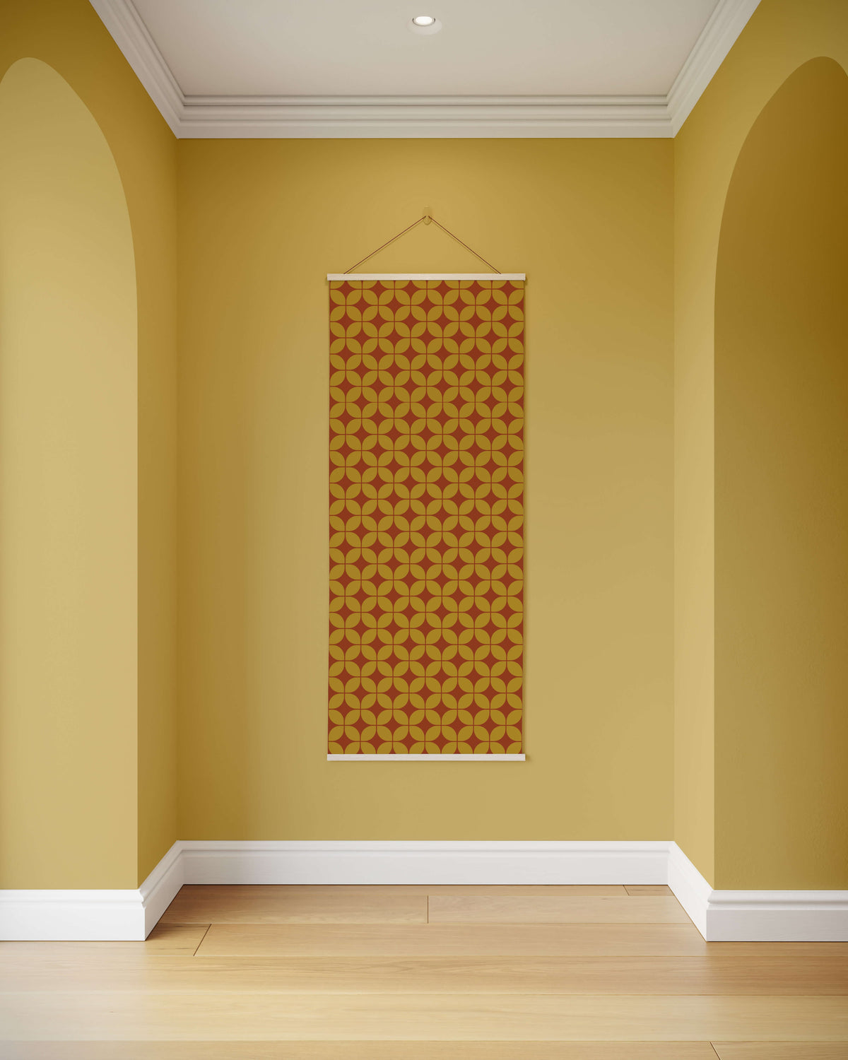 Tapestry Yellow / Natural Retro Diamond Pattern Tapestry
