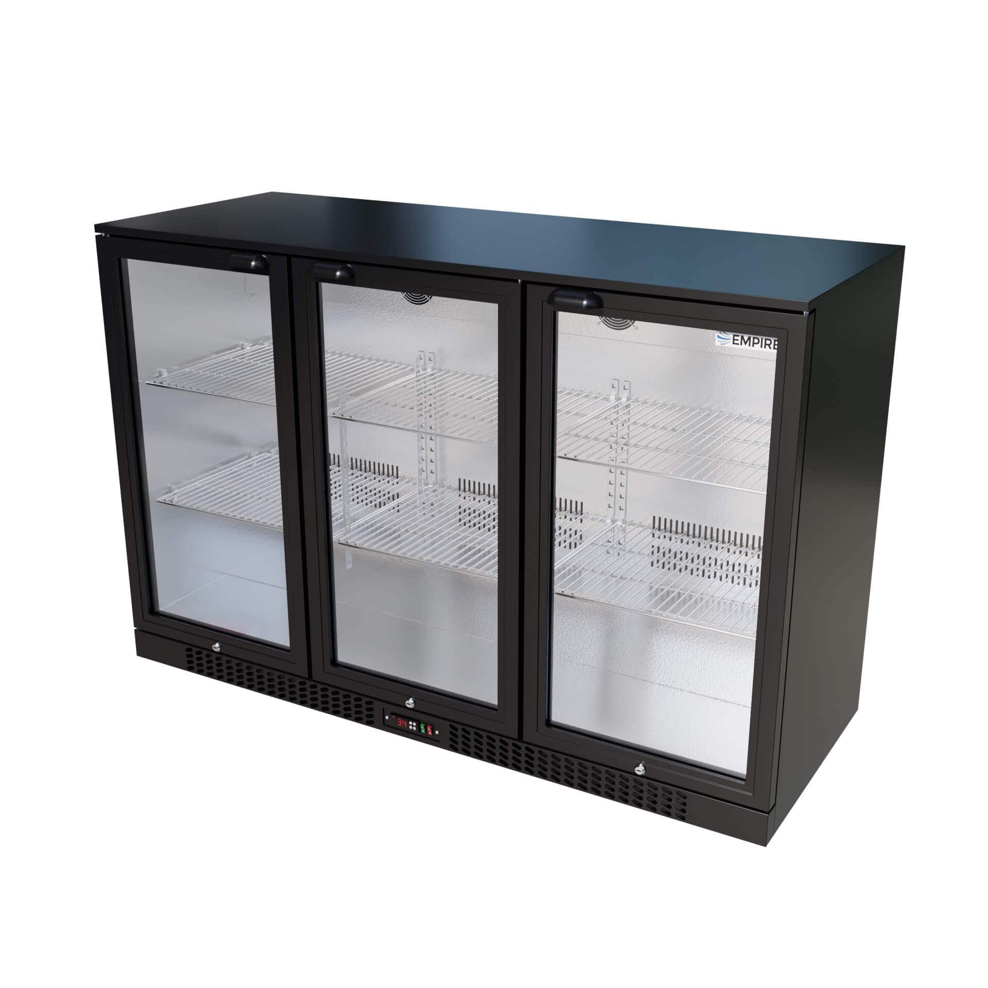 Triple Door Bottle Coolers Empire Triple Door 330L Bottle Cooler – B Energy Rated Hinged Door Commercial Back Bar Fridge | CL-320H