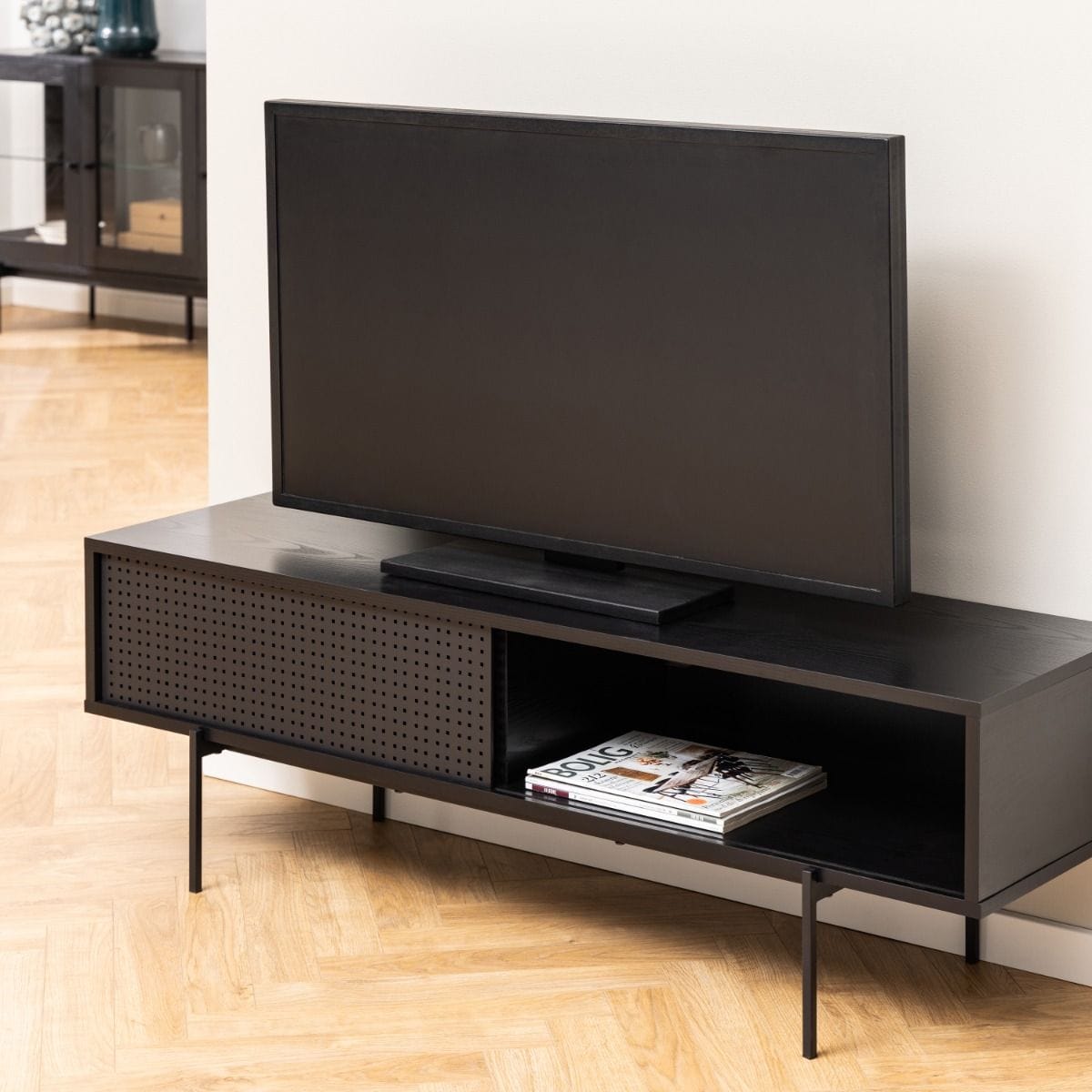 TV Unit Angus TV Unit with 1 Sliding Door in Black