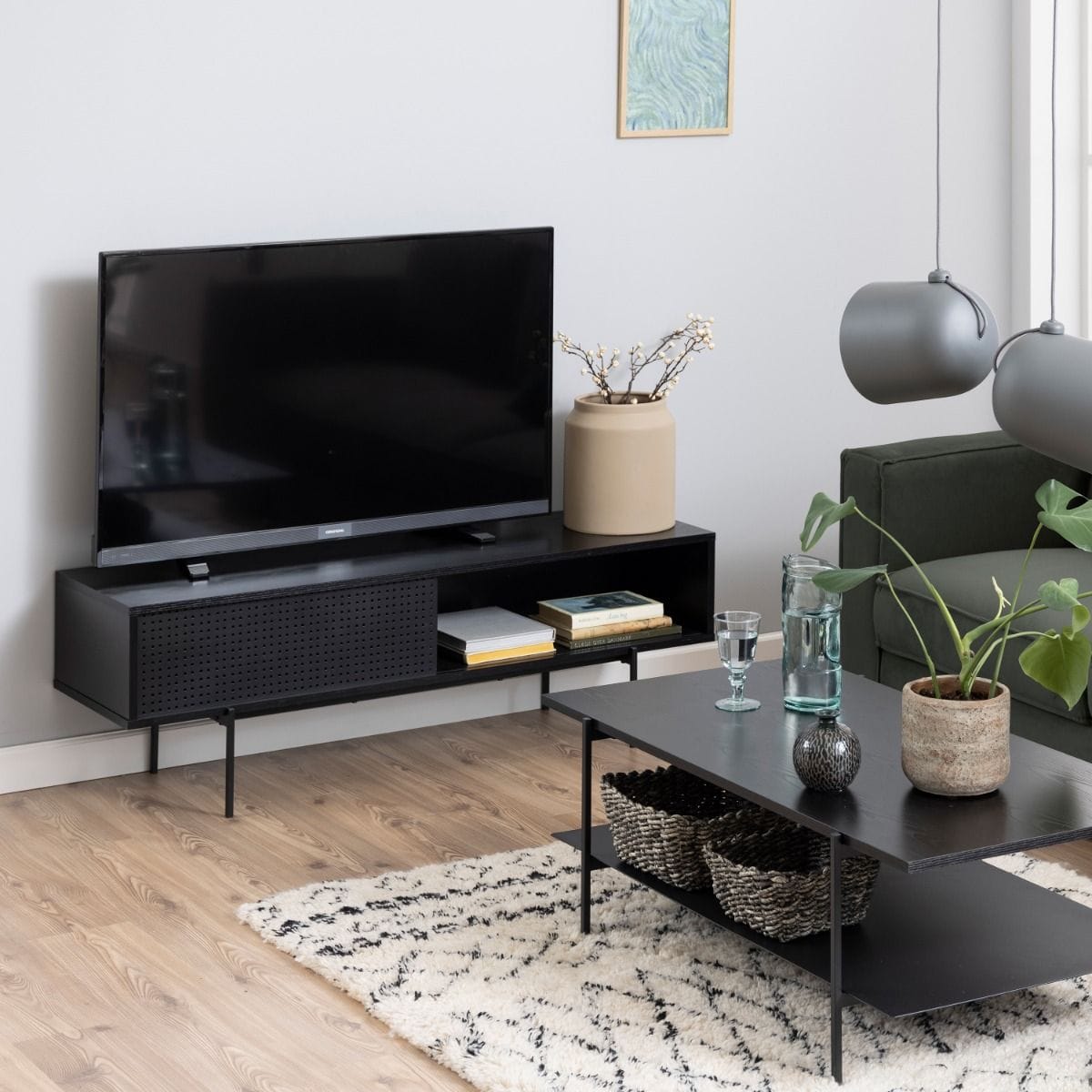 TV Unit Angus TV Unit with 1 Sliding Door in Black