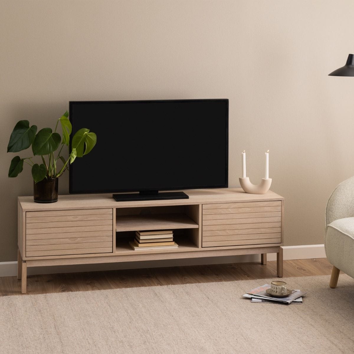TV Unit Linley 2 Door TV Unit in White Oak