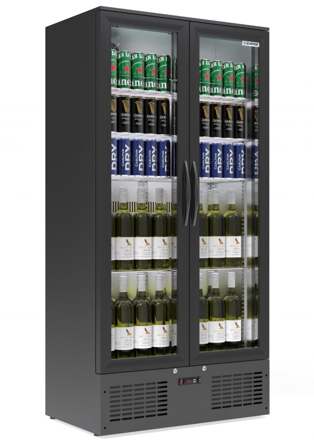 Upright Double Door Bottle Coolers Empire Double Door Upright Back Bar Bottle Cooler – 466L Commercial Display Fridge | CL-510H