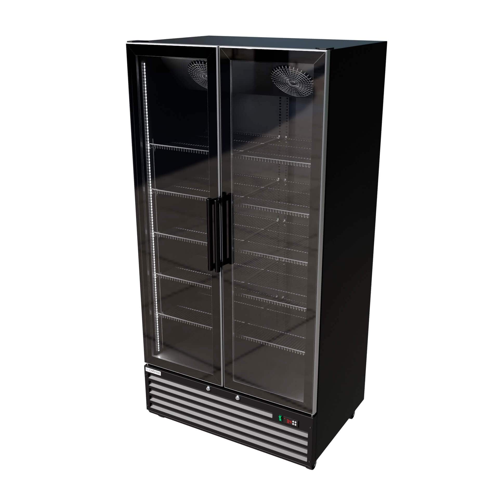 Upright Double Door Bottle Coolers Empire Double Door Upright Back Bar Bottle Cooler – 776L Commercial Glass Door Display Fridge Merchandiser | CL-800W