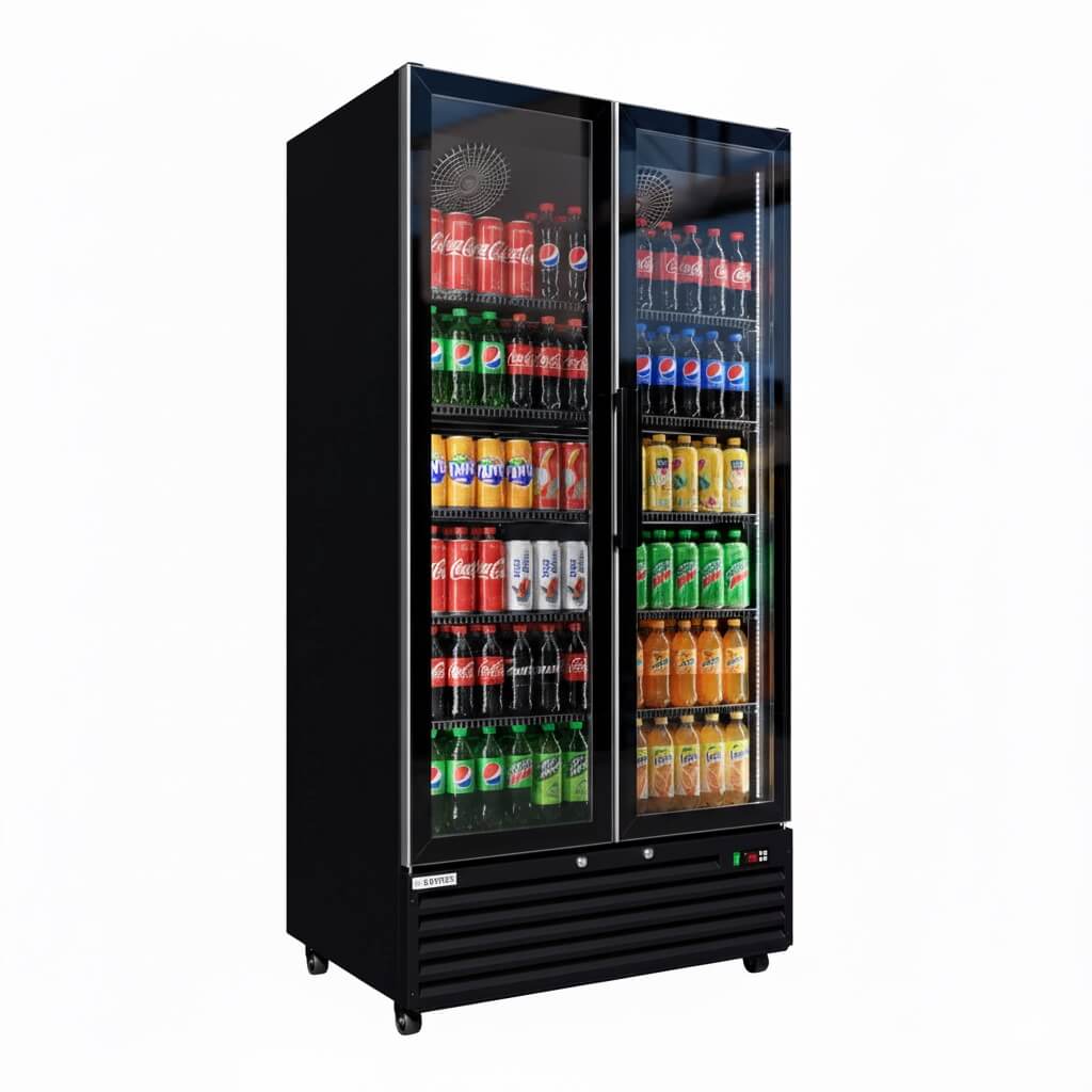 Upright Double Door Bottle Coolers Empire Double Door Upright Back Bar Bottle Cooler – 776L Commercial Glass Door Display Fridge Merchandiser | CL-800W