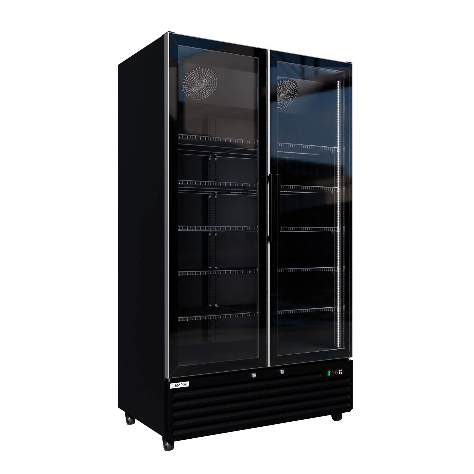 Upright Double Door Bottle Coolers Empire Double Door Upright Back Bar Bottle Cooler – 879L Commercial Glass Door Display Fridge Merchandiser | CL-1000W
