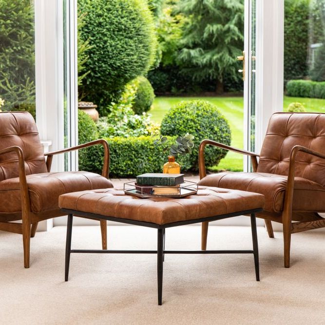 Kingsbridge Full Leather Footstool