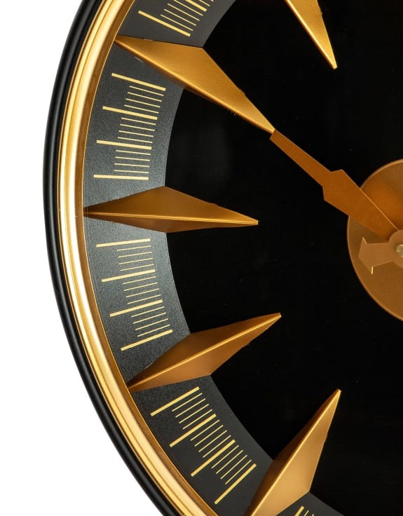 Wall Clock Black & Antique Gold California Wall Clock
