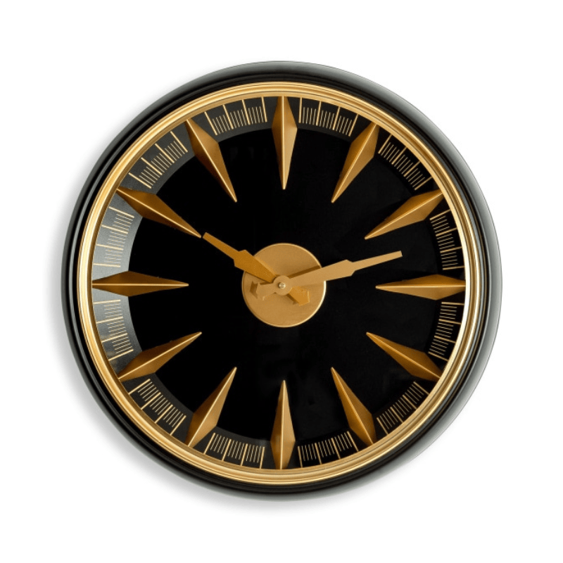 Wall Clock Black & Antique Gold California Wall Clock