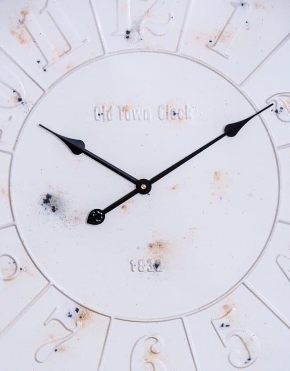 Wall Clock Large Antiqued White Wall Clock