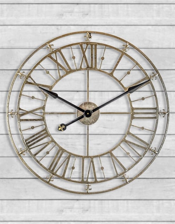 Wall Clock Medium Champagne/Silver Iron Skeleton Wall Clock