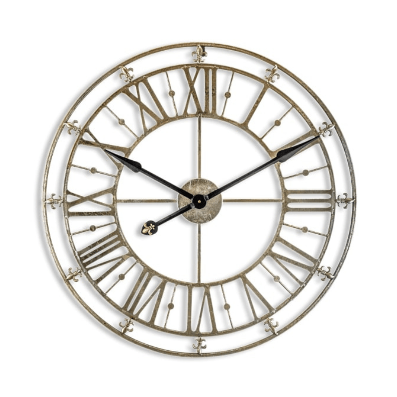 Wall Clock Medium Champagne/Silver Iron Skeleton Wall Clock