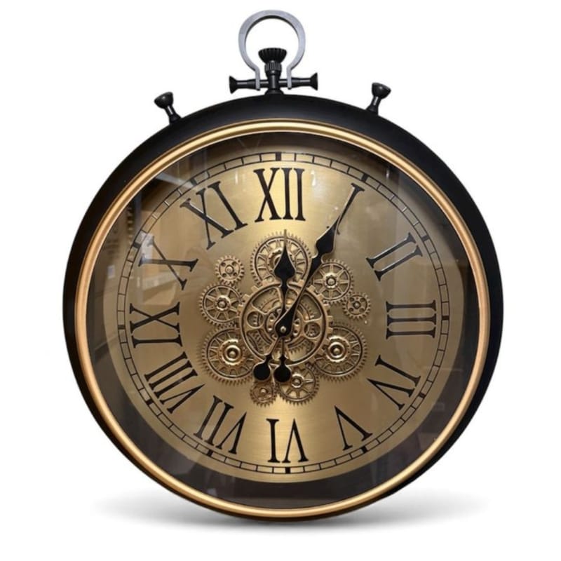 Wall Clock Steampunk Pocket Watch Wall Clock – 61cm Exposed Brass Gear