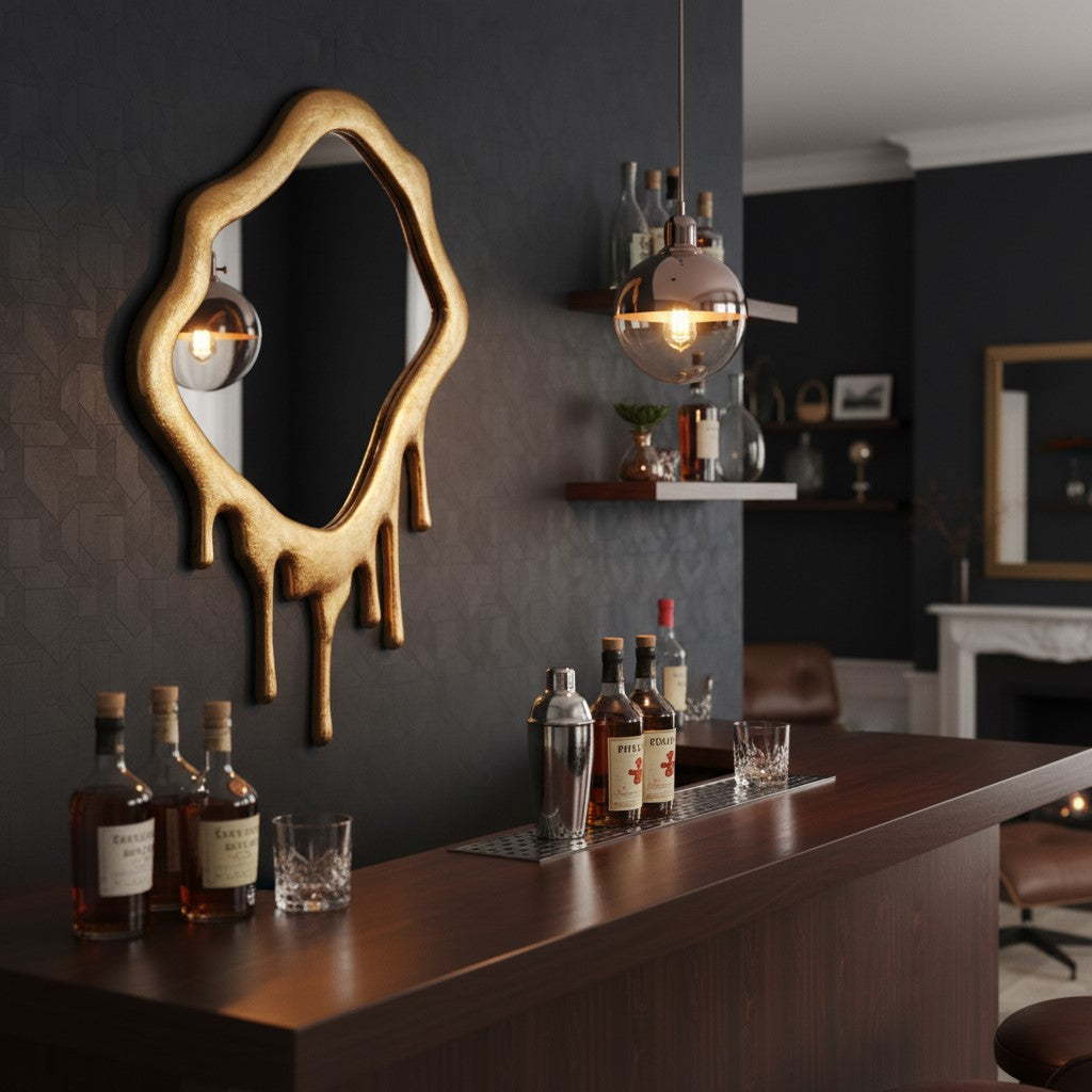 Wall Mirror Extra Large Gold "Dali" Drip Aluminium Wall Mirror