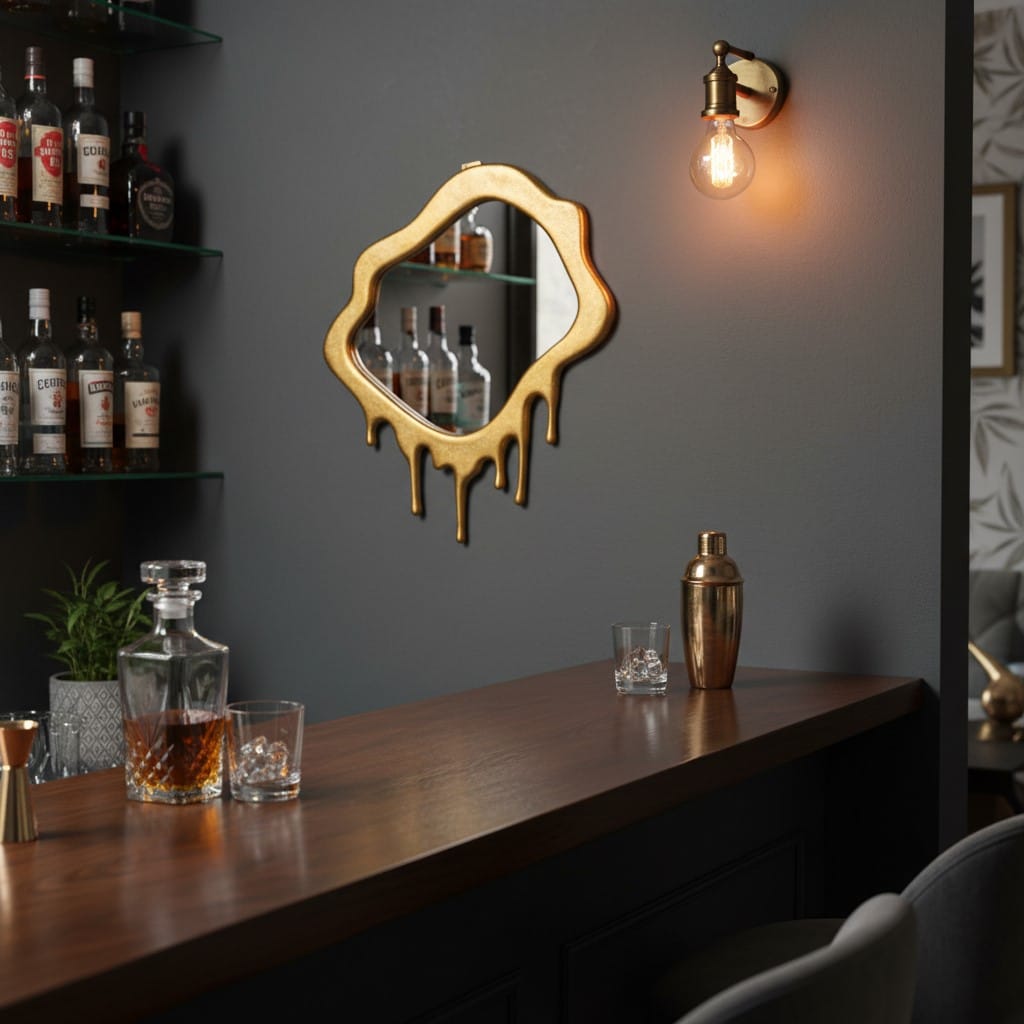 Wall Mirror Large Gold "Dali" Drip Aluminium Wall Mirror