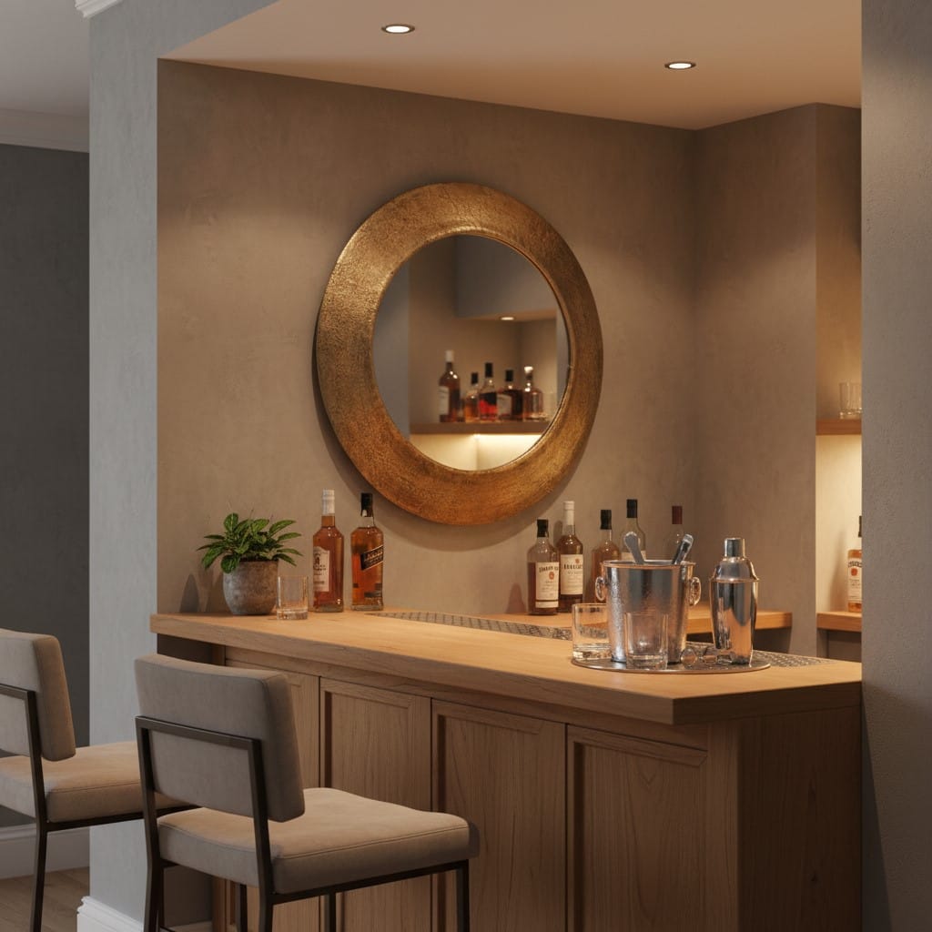 Wall Mirror Round Champagne Gold Aluminium Wall Mirror