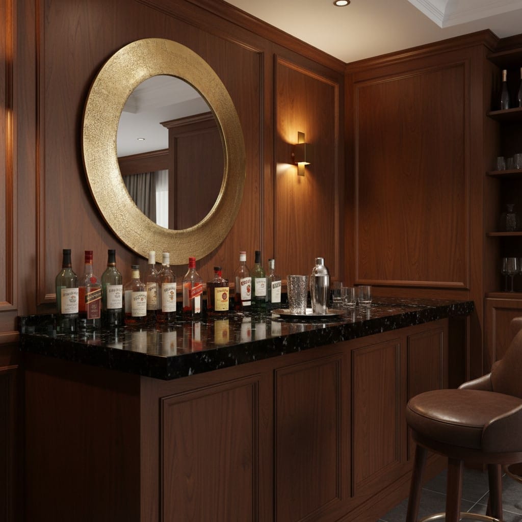 Wall Mirror Round Champagne Gold Aluminium Wall Mirror