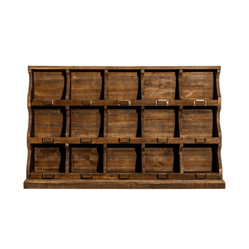 Wall Storage Unit Rustic Wooden "Arundel" 15 Pigeon-Hole Wall Storage Unit