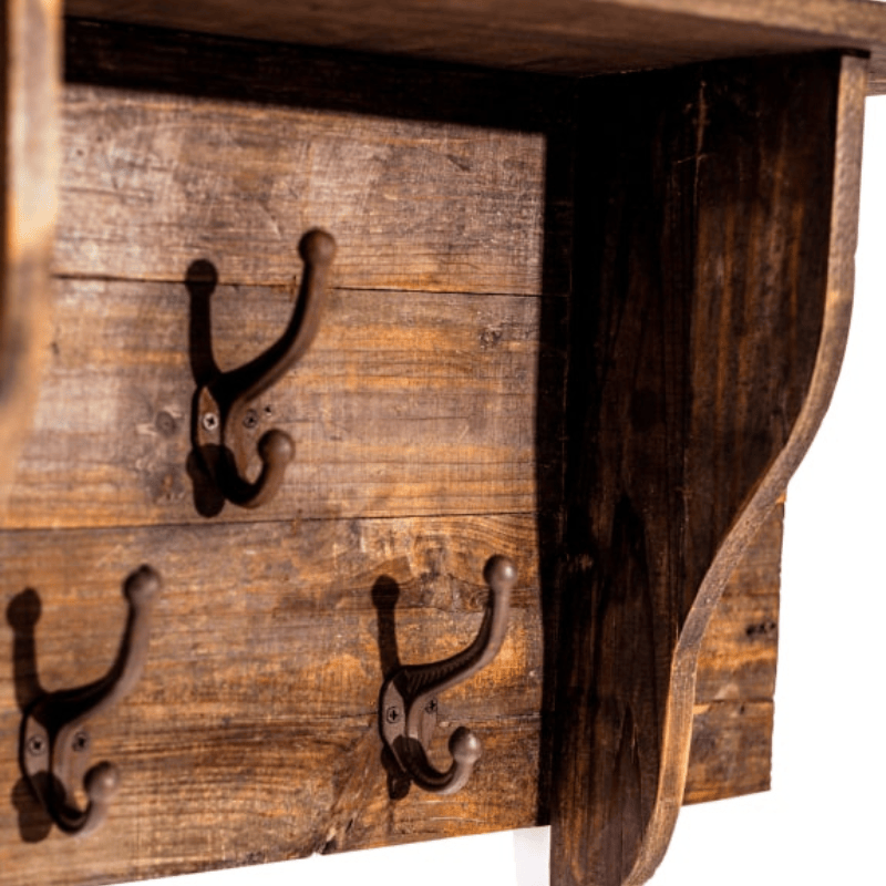 Wall Unit Rustic Wooden "Arundel" Multi Coat Hook Wall Unit