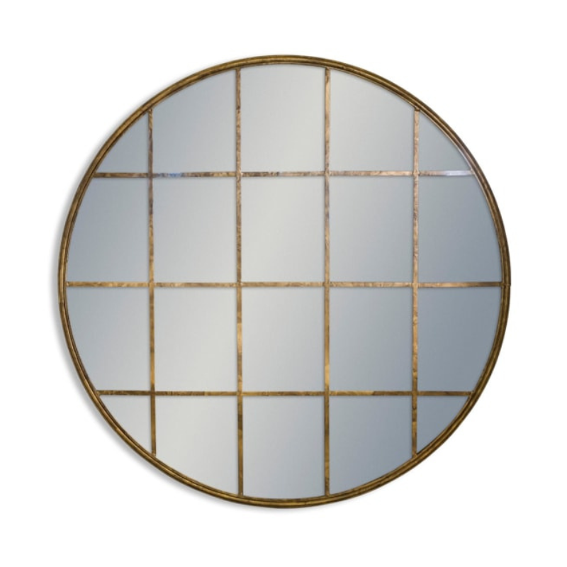 Window Mirror Large Antiqued Gold Round Metal Window Mirror