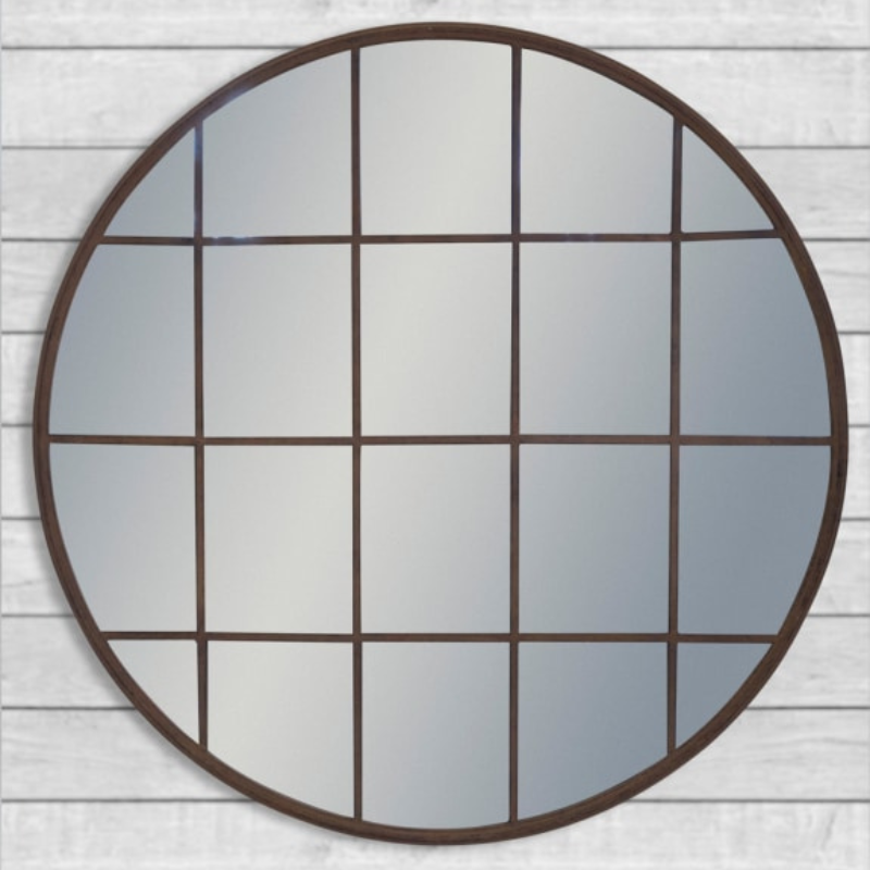 Window Mirror Large Antiqued Iron Round Metal Window Mirror