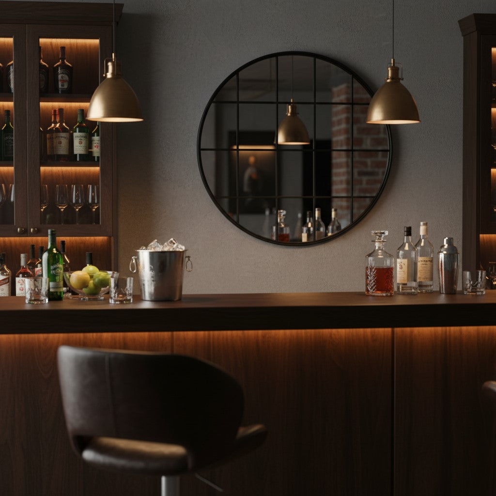 Window Mirror Large Black Round Metal Window Mirror